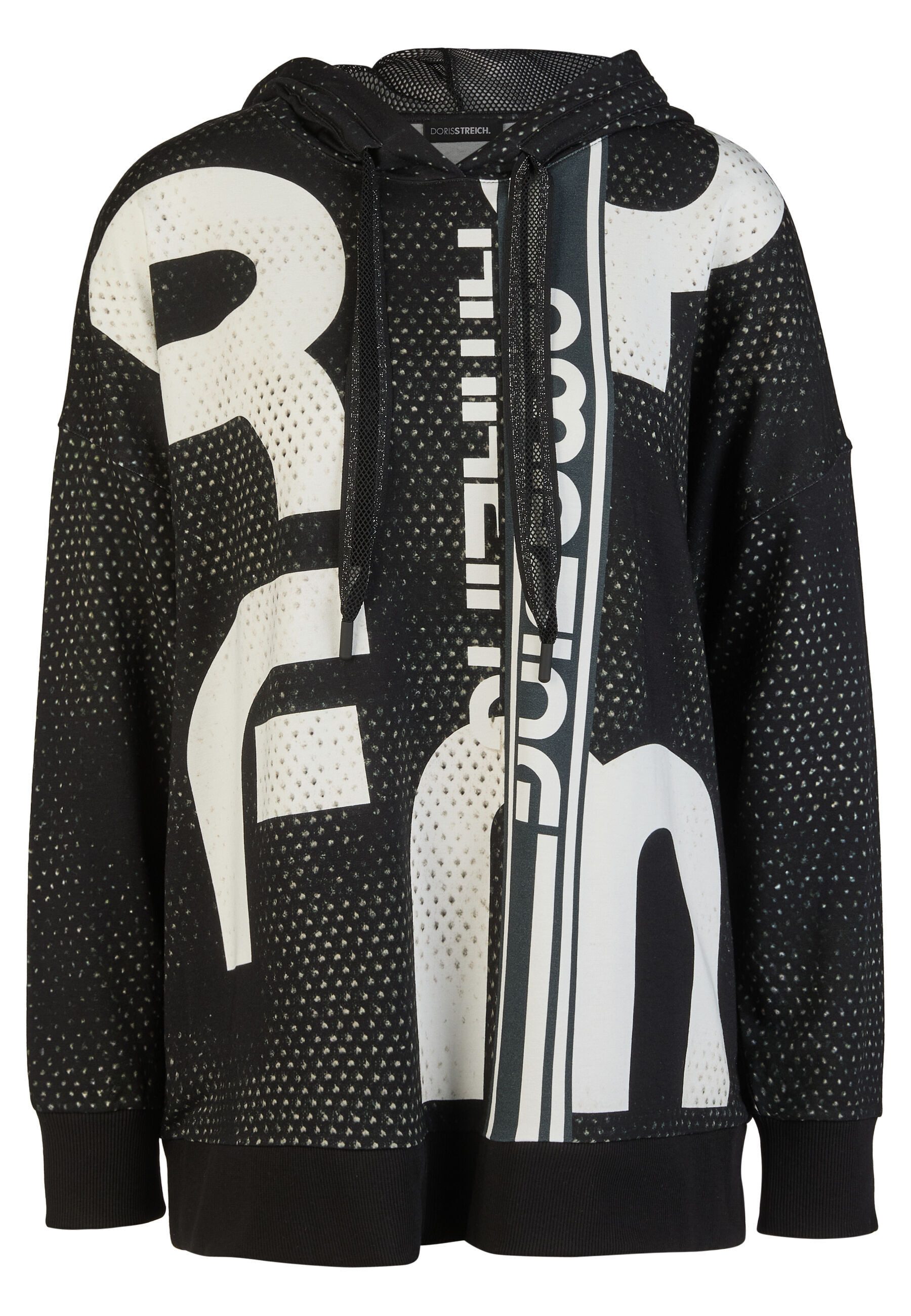Doris Streich Sweatshirt mit Hoodie und Trikotstyle-Print