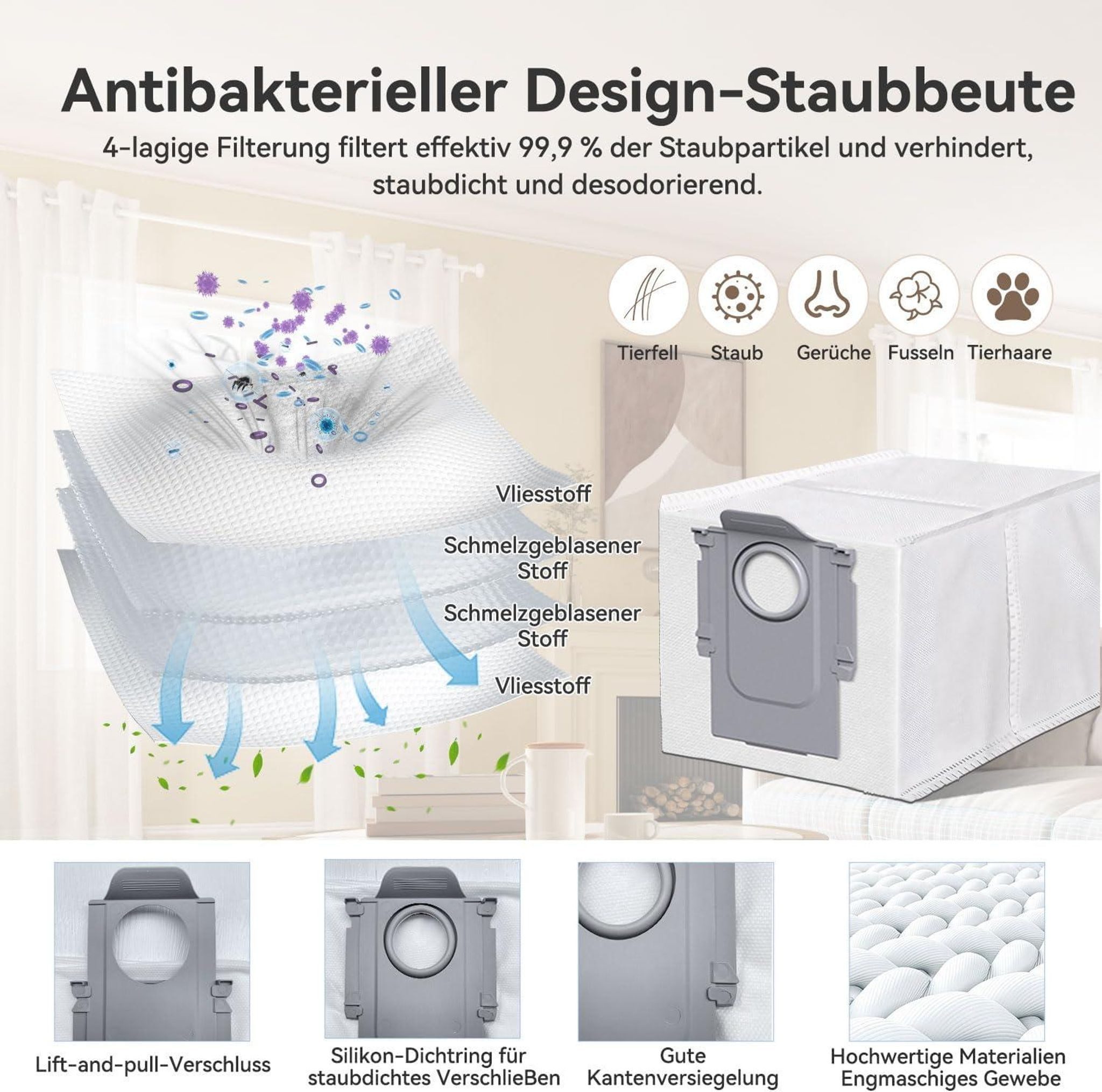 FELIXLEO Sparschäler Umfangreiches 22-Stück Set passend für alle Roborock Qrevo Modelle, (22-tlg) – Bild 5 von 5