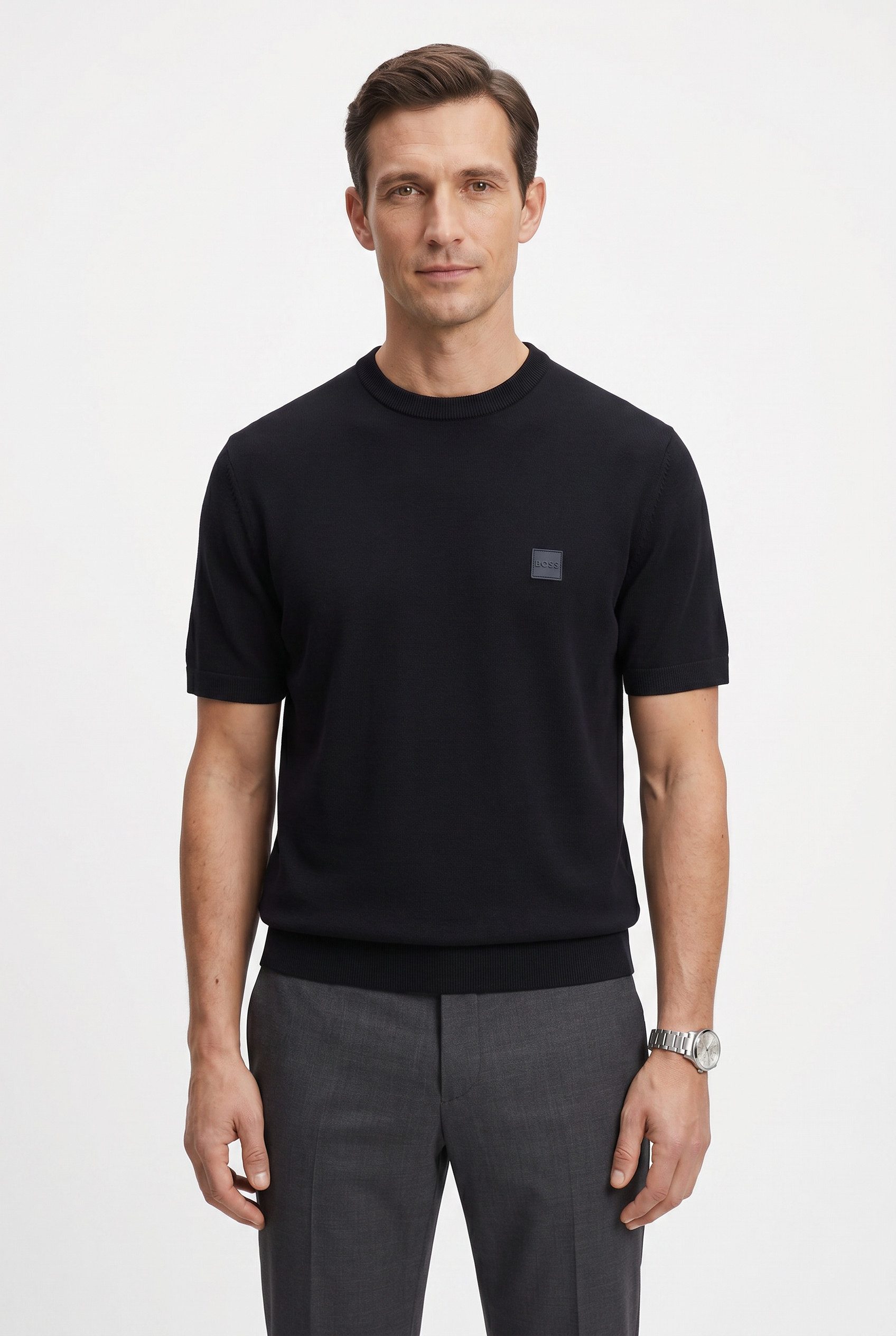 BOSS ORANGE Kurzarmpullover Kanacho mit Kaschmir-Anteil, Rundhals