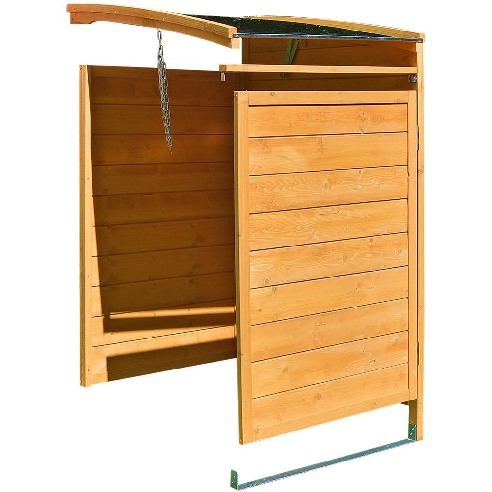 Feel2Home Mülltonnenbox Mülltonnenverkleidung Braun Anbaubox 2x 120L oder 240L Gartenbox Holz (Einzelstück, 1 St., Verkleidung), mit Gasdruckfeder