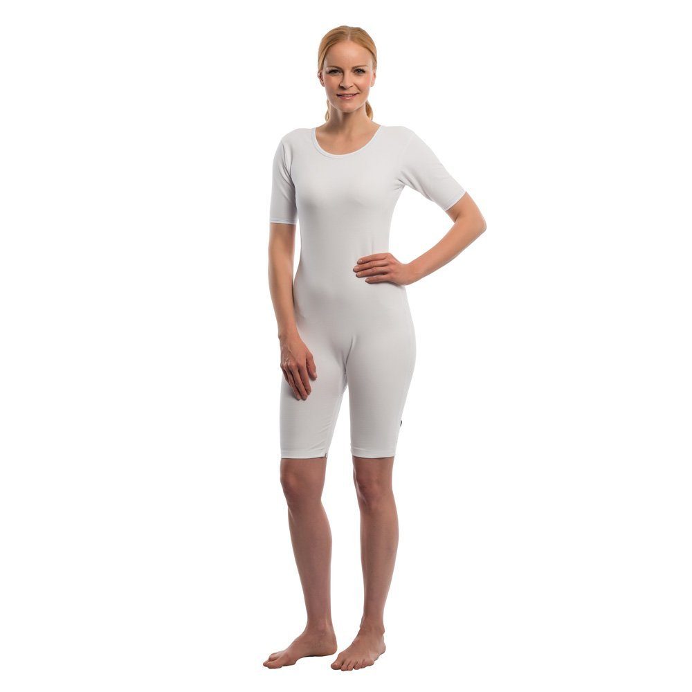 Pflegebody Suprima Pflegebody Kurzarm Bein-Reißverschluss wei