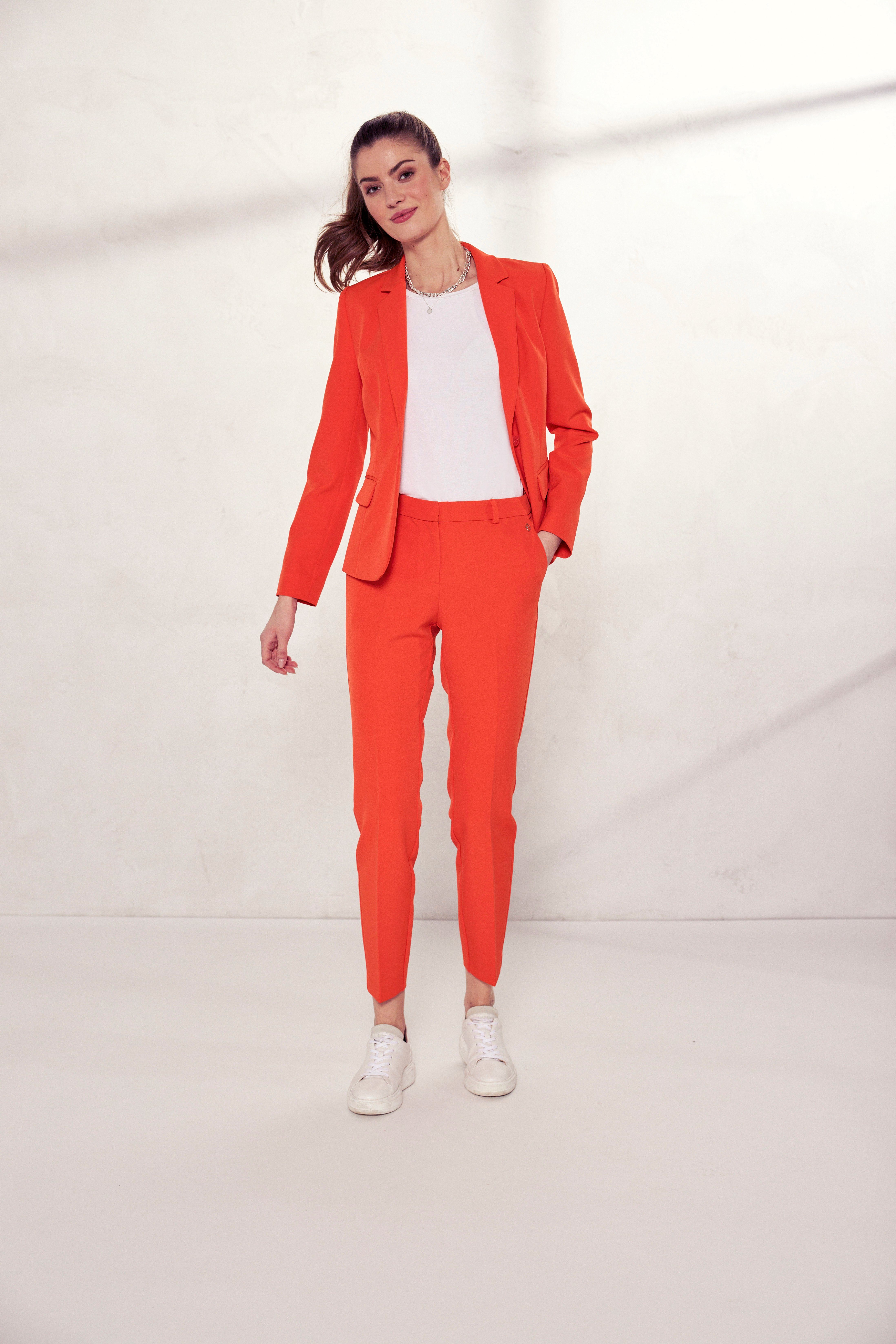 aus in nachhaltigem Material) Trendfarben orange Tamaris Anzughose (Hose