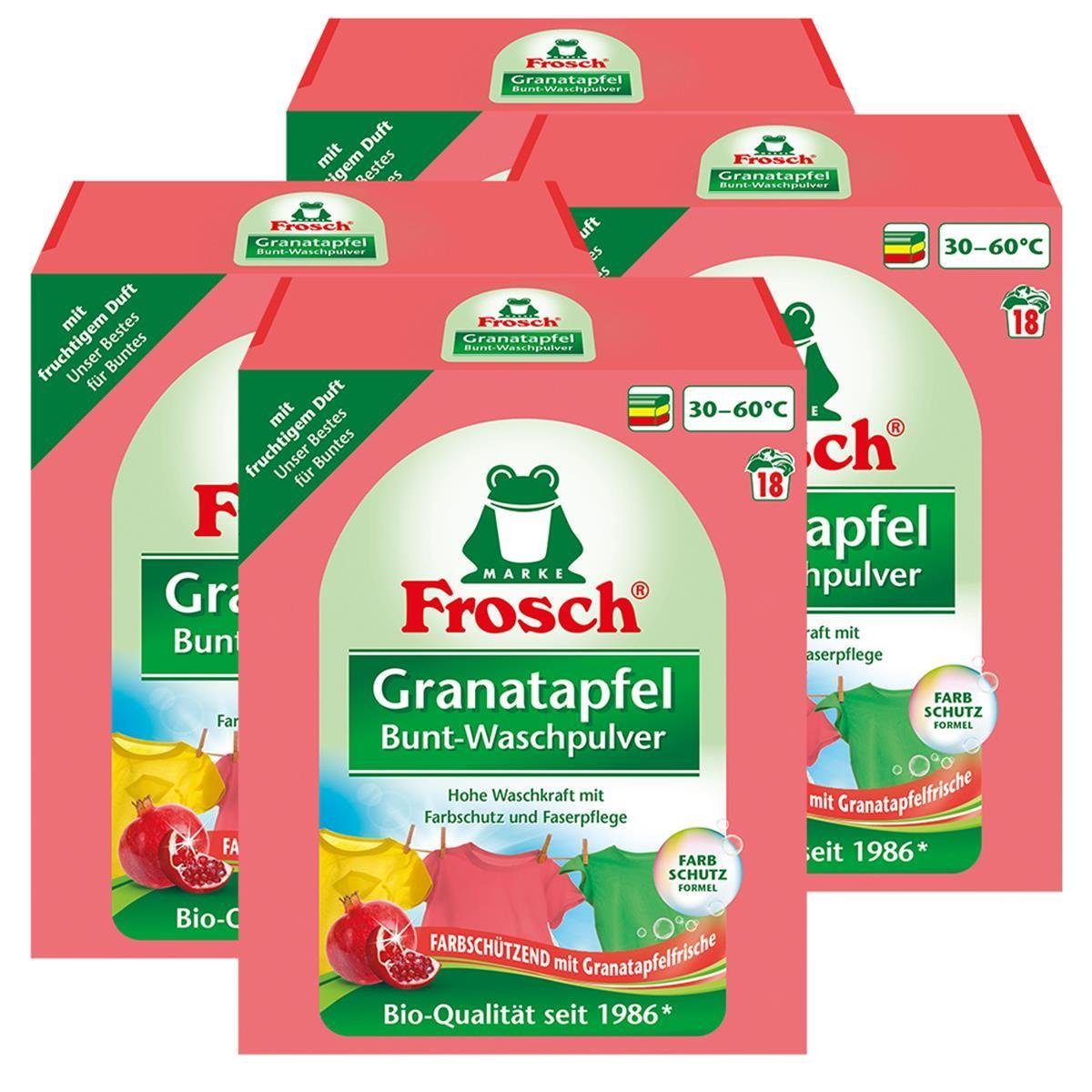 FROSCH Frosch Duft 1,35 Mit (4er fruchtigem Colorwaschmittel Bunt-Waschpulver kg - Granatapfel