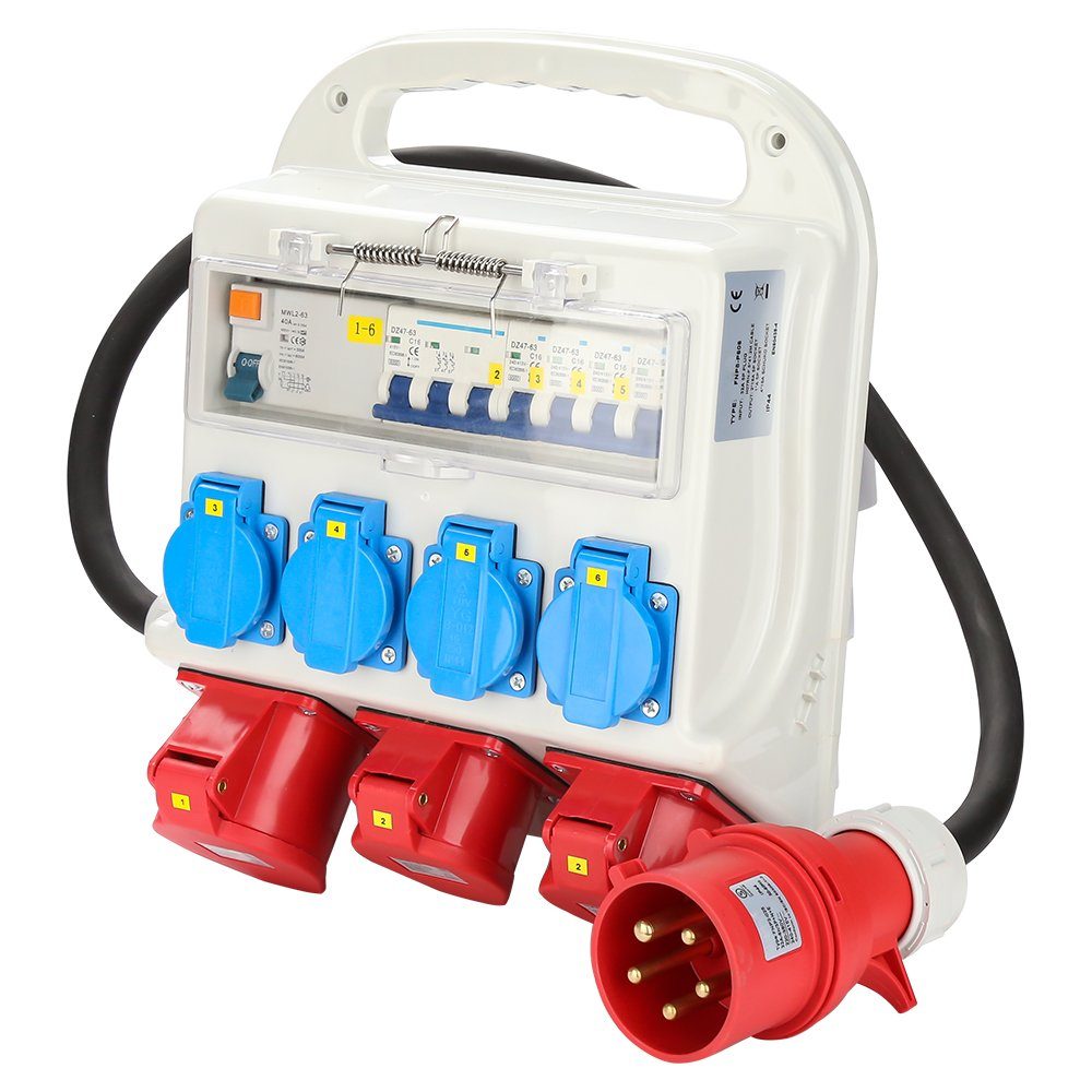 Clanmacy Stromverteiler CEE Adapter Stromverteiler Baustromverteiler Starkstrom Steckdosenverteiler