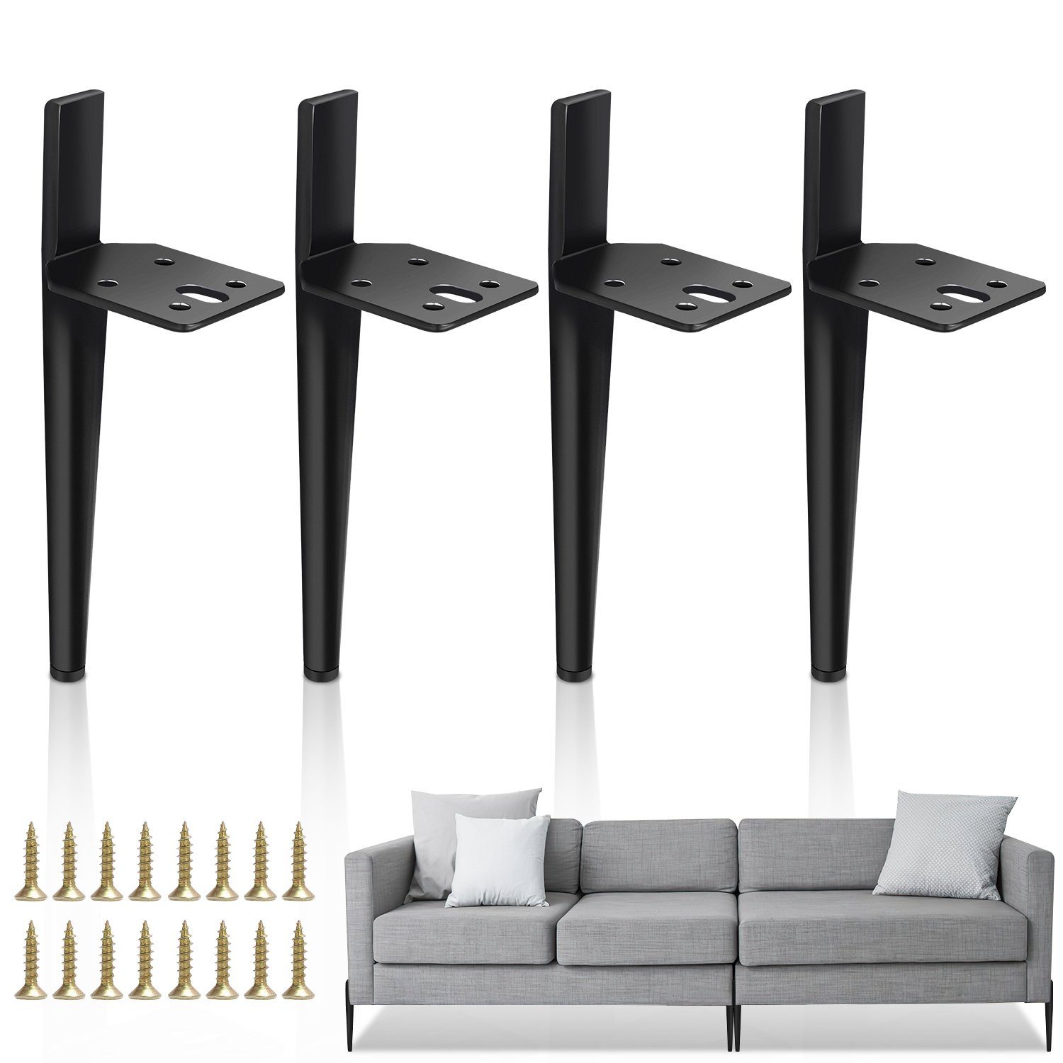 Exquisites Design TolleTour Möbelfuß 4X Möbelfüße Sockelfüße Couch 13CM Verstellbar Gleitfuß Schwarz Sockelfüße Möbelfuß