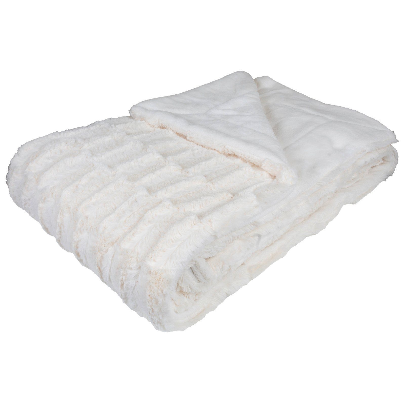 Wohndecke flauschige Kuscheldecke in Kaninchen Felloptik, Trendyshop365, 150x200 cm, Rückseite Flanell-Optik