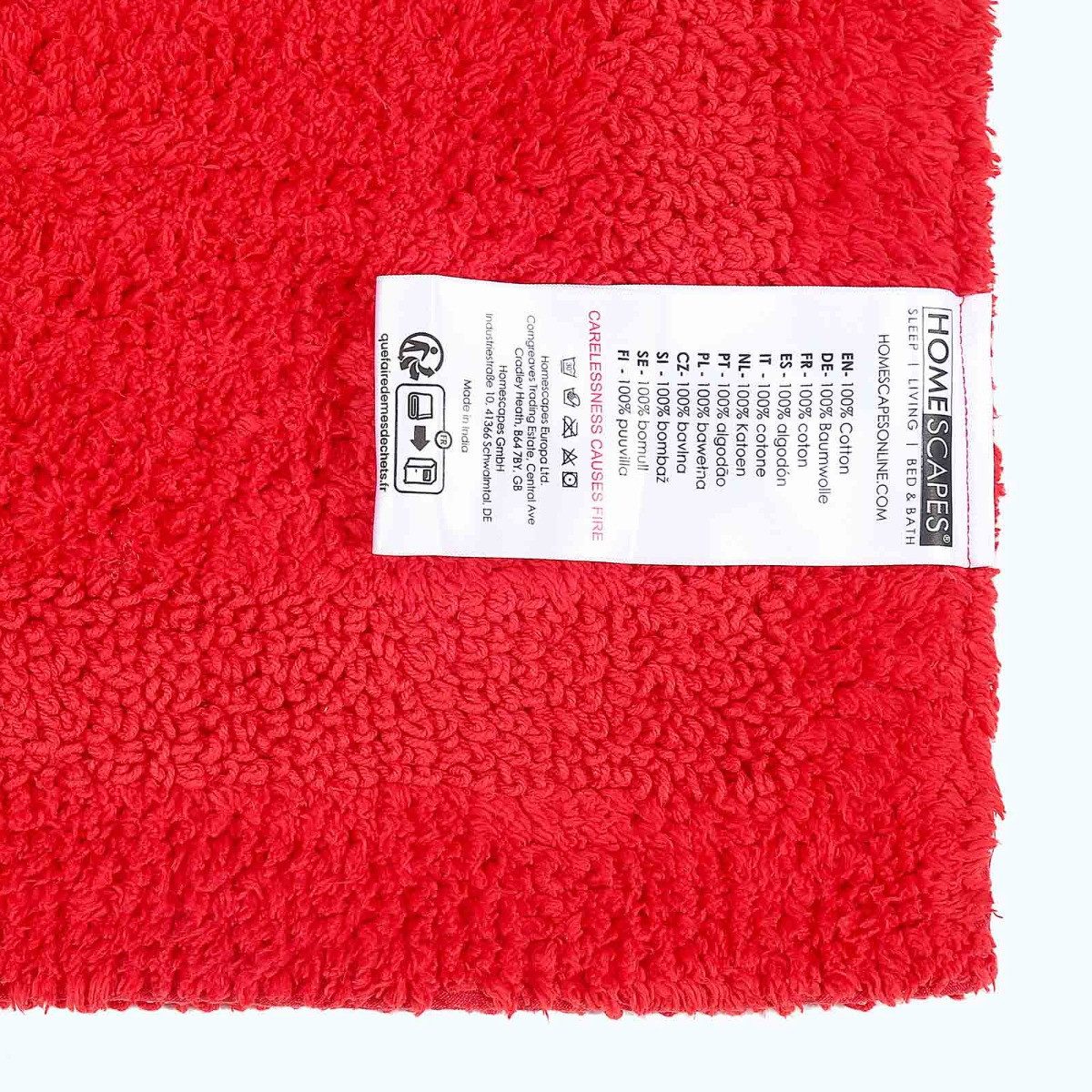 Homescapes Badematte XXL-Badematte rot 70x120 cm aus 100% Baumwolle, Höhe 20 mm, 70 x 120 cm