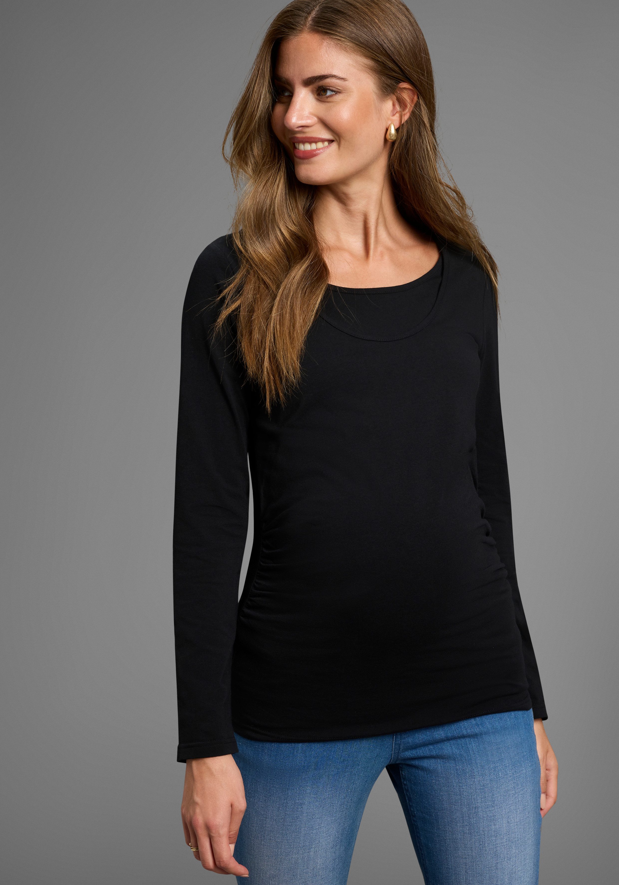 Nine Months Maternity Shirt 2-Pack Nursing Shirts with Practical Neckline (Pack, 2-piece, 2) 2-Pack Maternity Shirt for Pregnancy and Breastfeeding