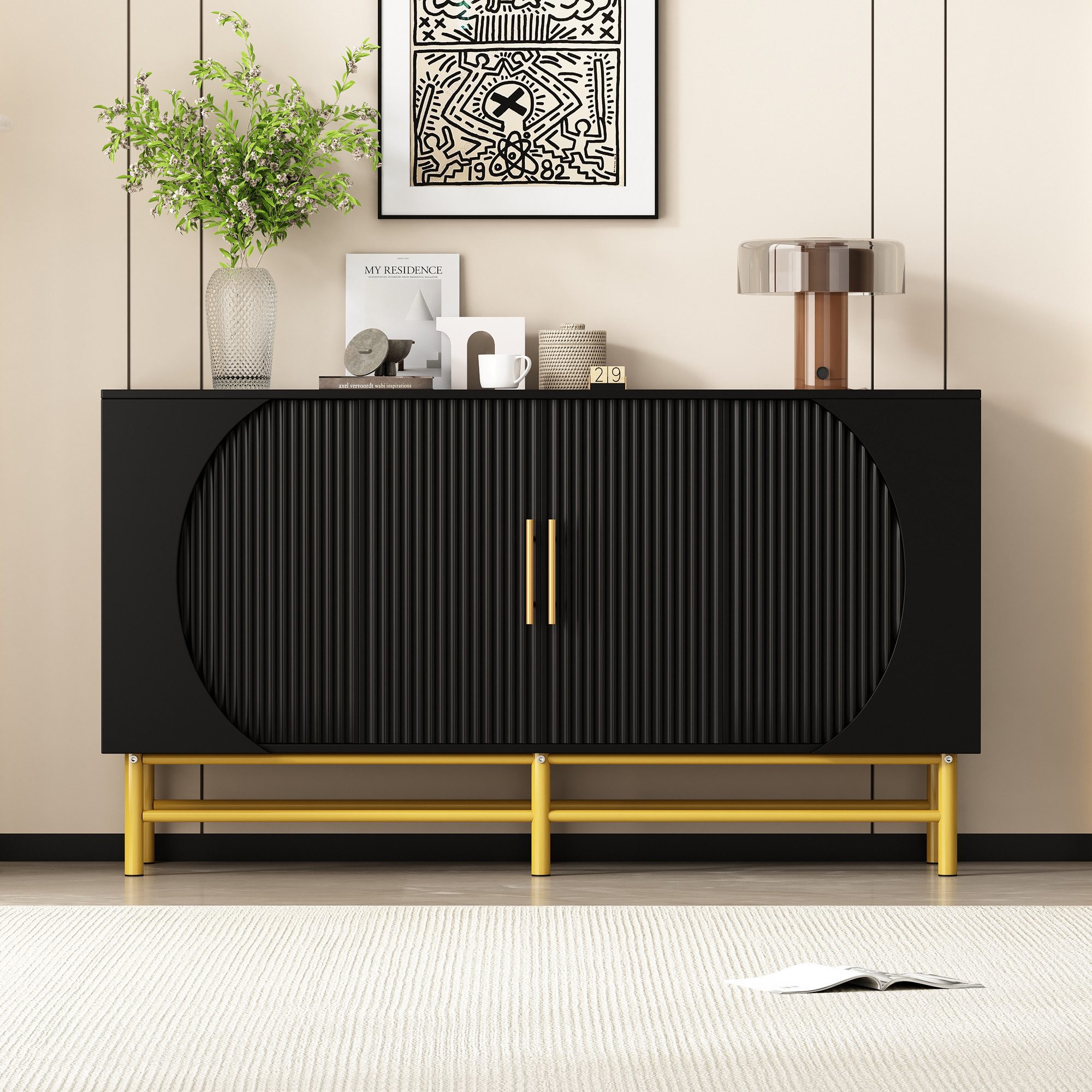 MODFU Sideboard Moderner Vier-Türen-Anrichte (Elegantes Vier-Türen-Sideboar günstig online kaufen