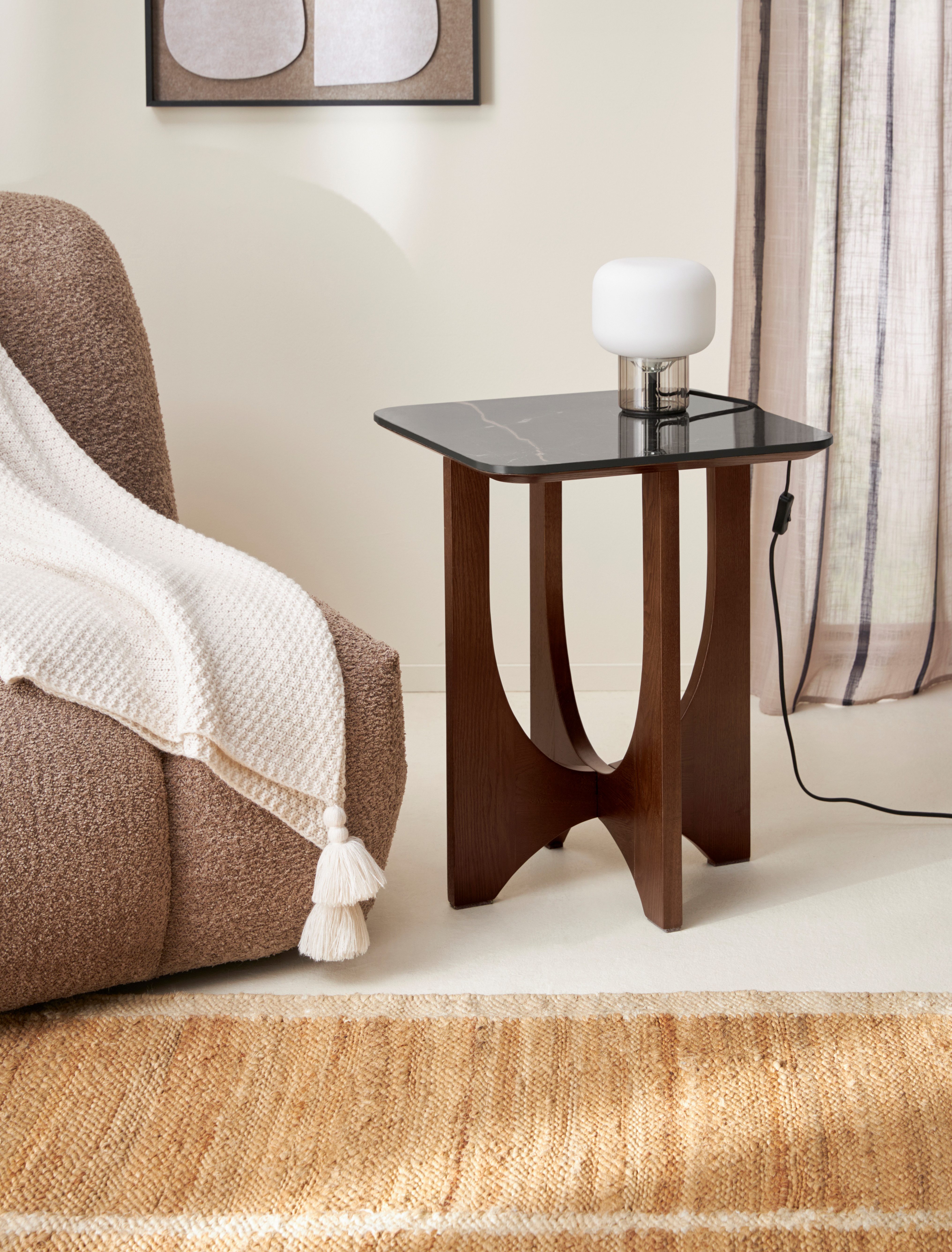 LeGer Home by Lena Gercke Kirella, mit Marmor-Optik und massivem Eschenholz-Kreuzfuß, Breite 45 cm