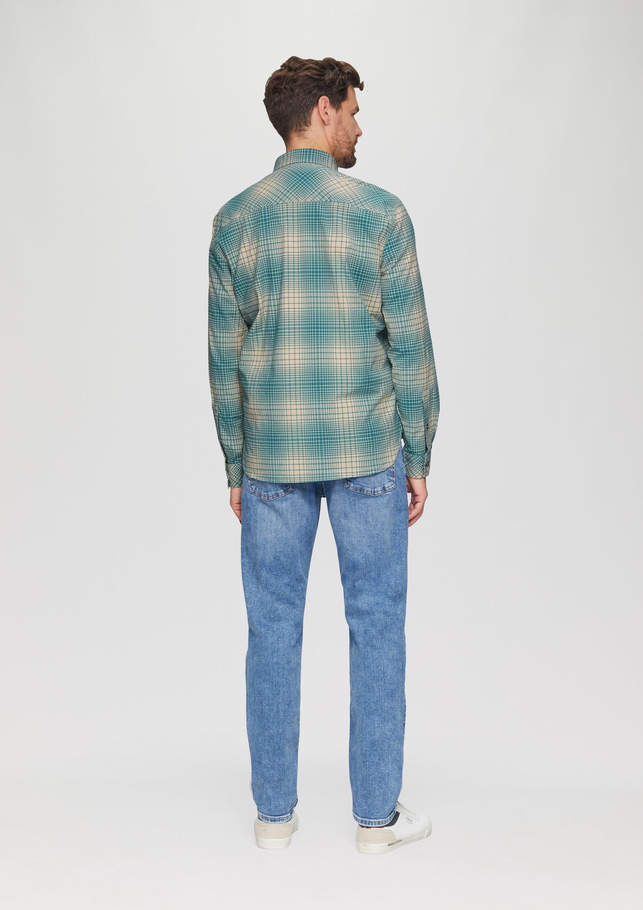 s.Oliver Langarmhemd Hemd Regular Fit: Hemd aus Baumwollstretch mit Button-Down-Kragen