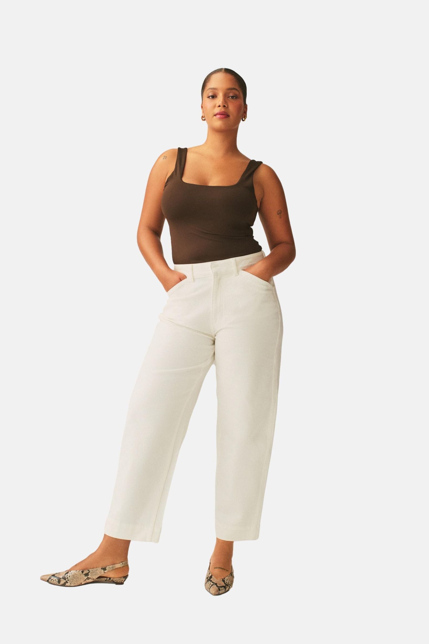 Next Weite Jeans Sanduhr Denim-Jeans mit weitem Barrel-Bein (1-tlg)