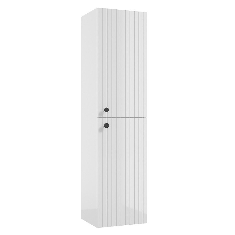 Lomadox Hochschrank RIVA-107 Badezimmerschrank Seitenschrank in weiß Hochglanz 35x140x32 cm