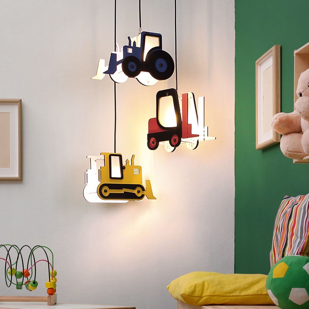 120 Kinderzimmerleuchte bunt LED Leuchtmittel 3000K 3xLED Pendellampe Traktor Pendelleuchte, cm Warmweiß, inklusive, Globo H