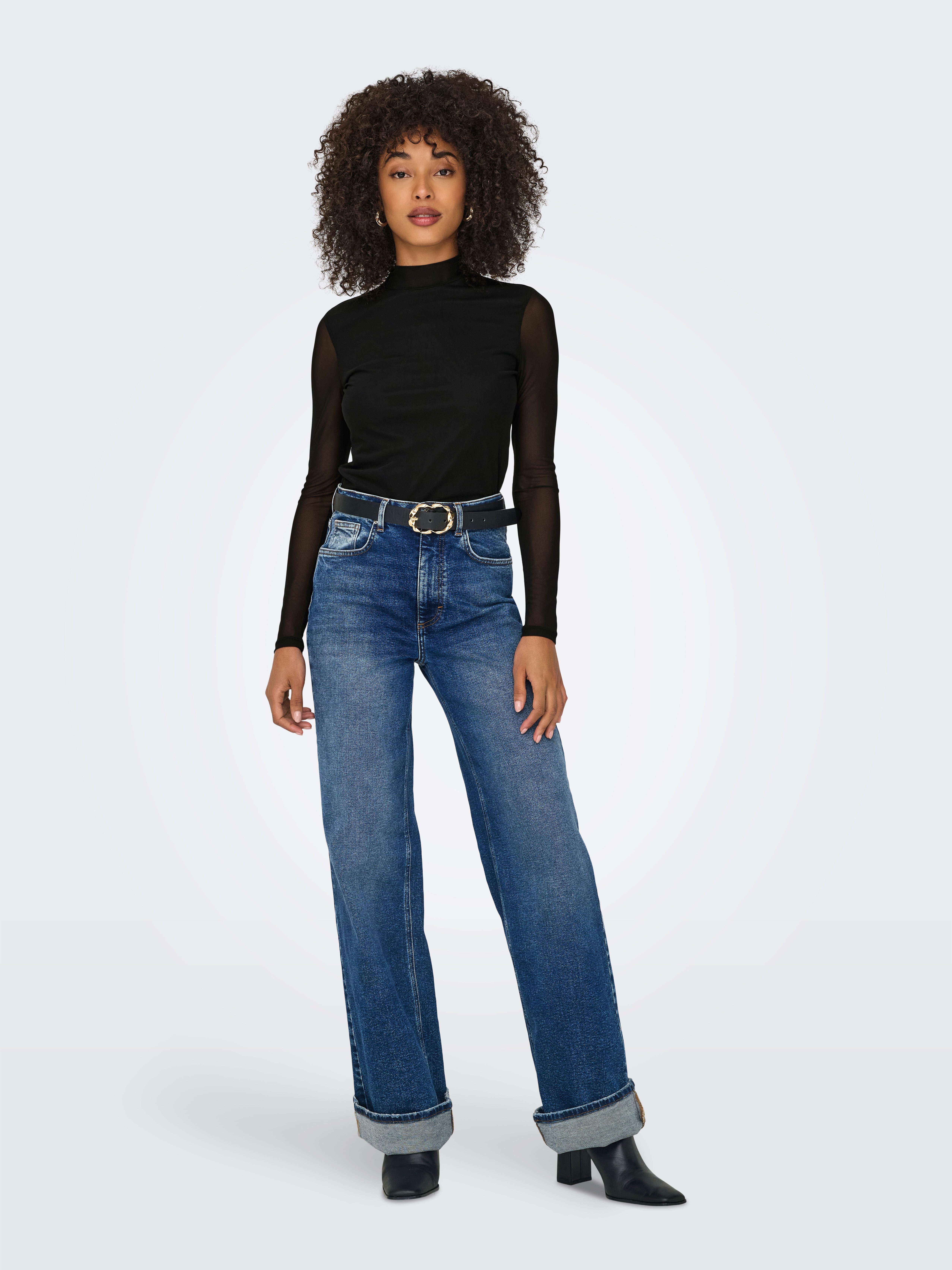 ONLY Langarmshirt ONLERICA LIFE MESH L/S TOP JRS NOOS Kunstfaser mit Stretch, regular fit