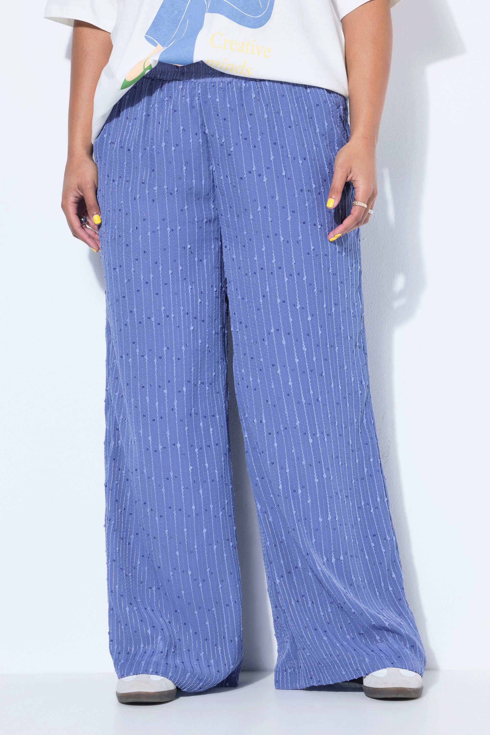 Studio Untold Schlupfhose Hose wide Straight Legs Pailletten-Streifen