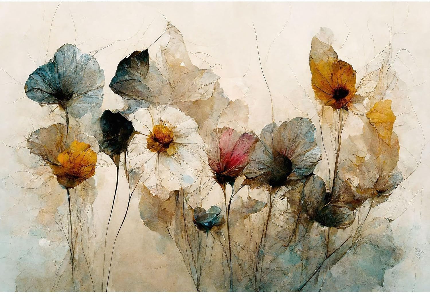 K&L Wall Art Vliestapete Barock Blumentapete XXL Mustertapete Gemälde Fotot günstig online kaufen