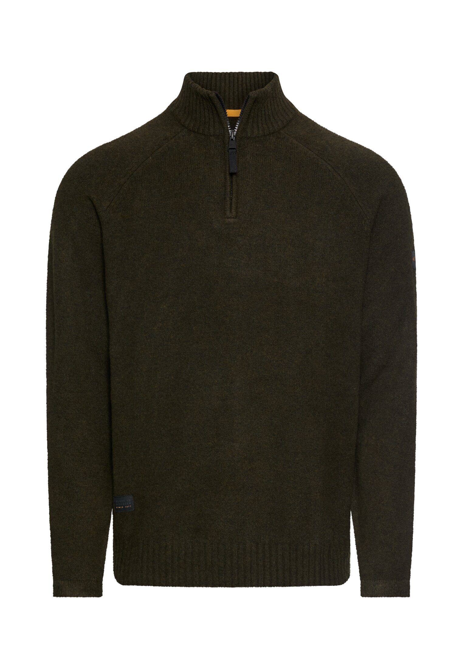 camel active Stehkragenpullover und Reißverschluss Langarm Markenlogo