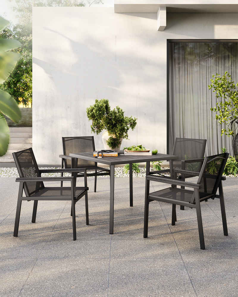 SONGMICS Gartenlounge-Set, (5-tlg), Garten-Essgruppe, mit Tisch und Стульяn, für Terrasse