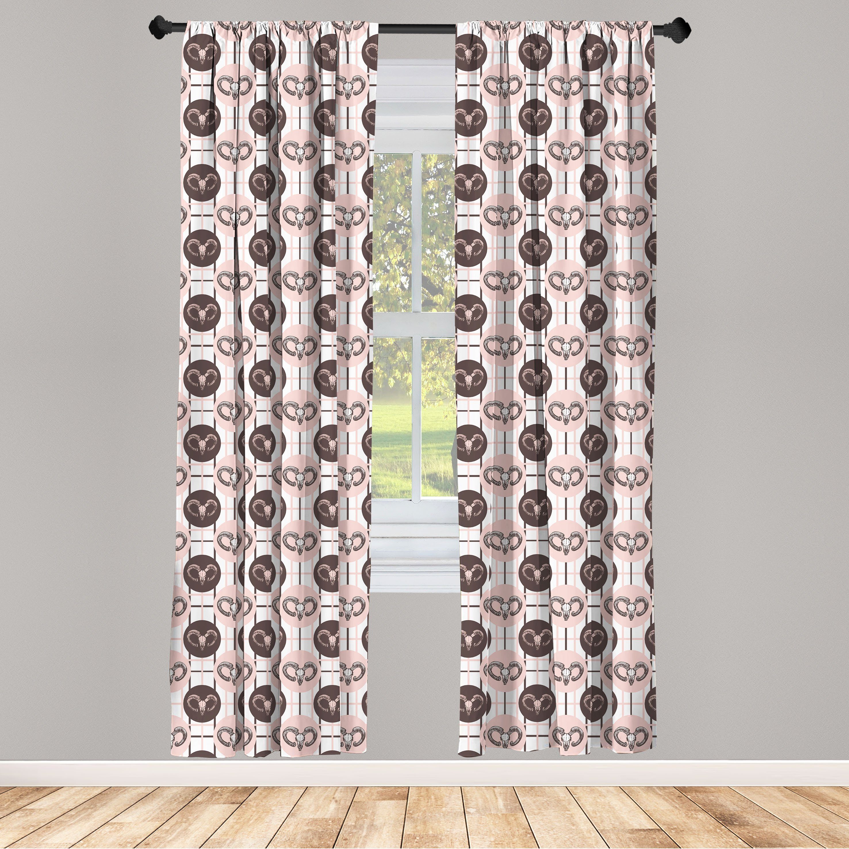 Gardine Vorhang für Wohnzimmer Schlafzimmer Dekor, Abakuhaus, Microfaser, Ziege Tierporträt auf Kreise