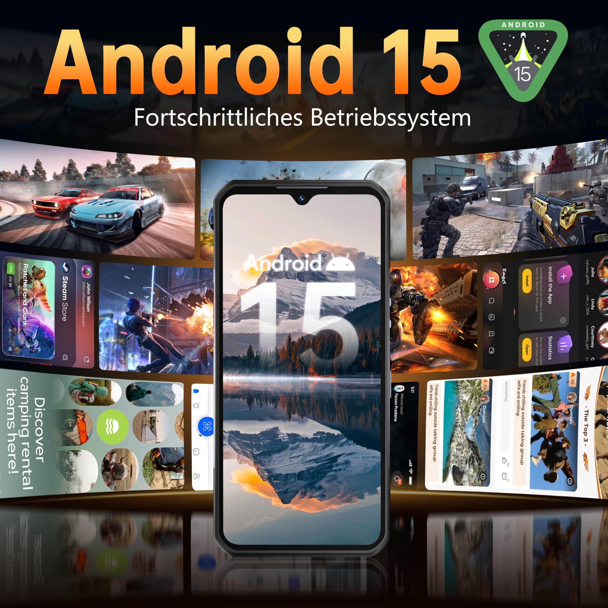 OUKITEL WP55 Pro 48+512GB 5G Outdoor Smartphone (16,76 cm/6.6 Zoll, 512 GB Speicherplatz, 108 MP Kamera, Android 15, IP68 Wasserdicht Baustellenhandy, 11000mAh, NFC, OTG, GPS)