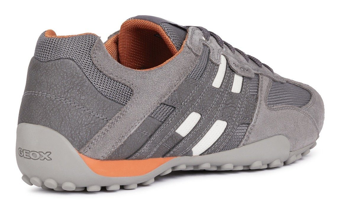 Geox Snake Sneaker im Materialmix Geox Spezial orange weiß, mit hellgrau, Membrane