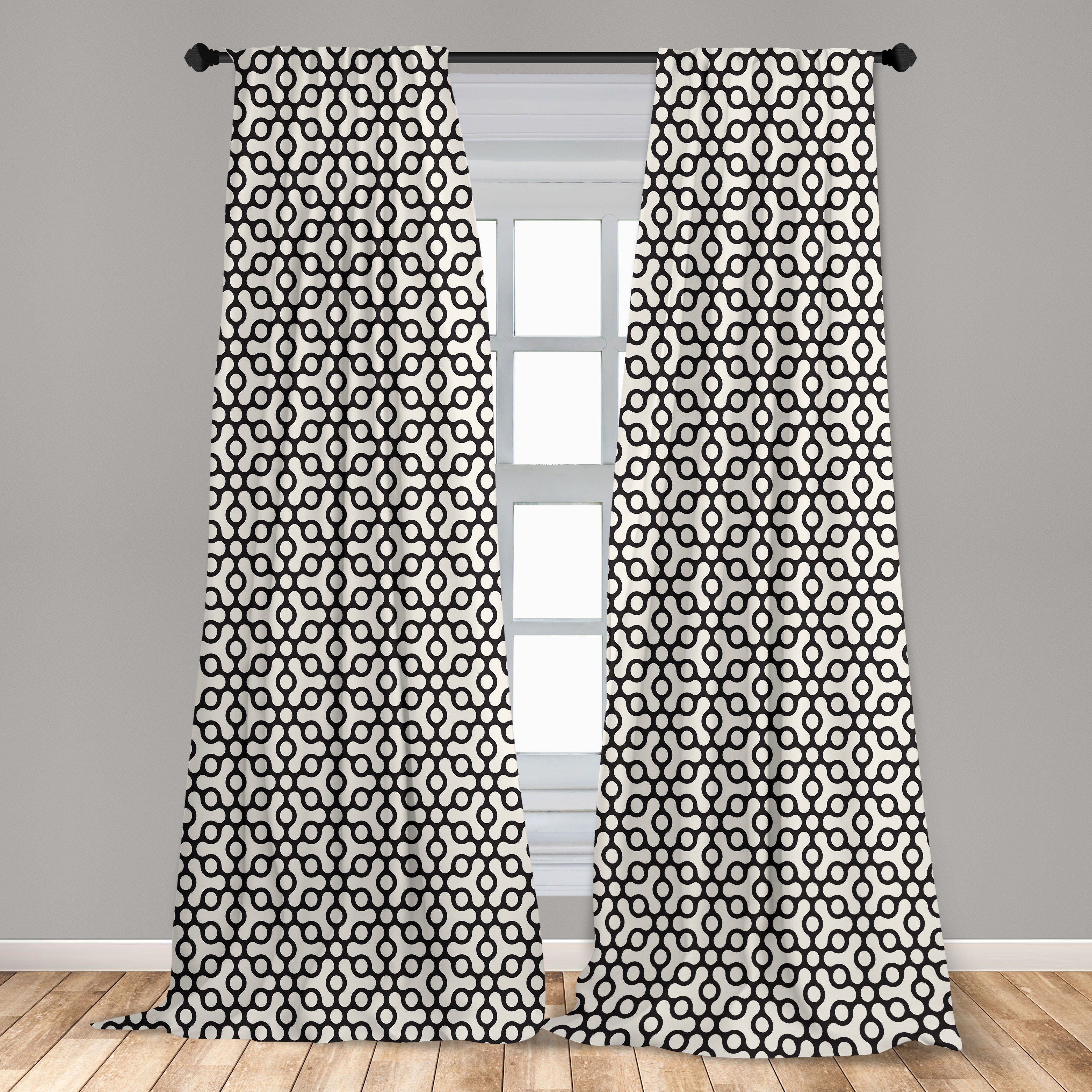 Gardine Dekor, Gitter Vorhang Kreise Microfaser, für Abakuhaus, Design Wohnzimmer Schlafzimmer wie Geometrisch