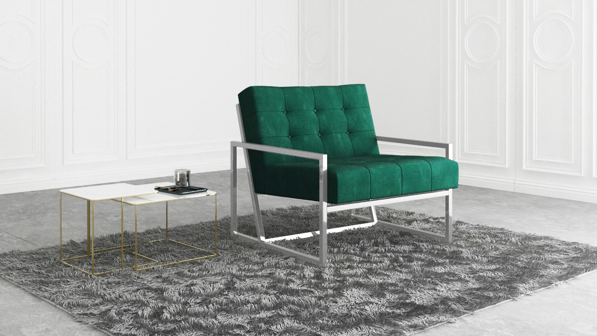 S-Style Möbel Loungesessel Tampa mit Metall Füßen aus Samtstoff, Hochelastischer Polyurethanschaum