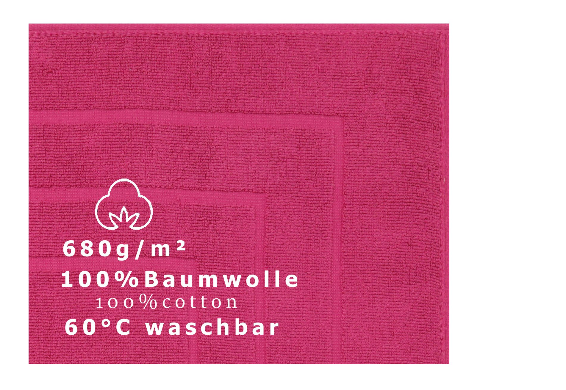 Betz Badematte Badvorleger Palermo Badteppich Duschvorlage 60 x 60 cm, schnell trocknend, beidseitig nutzbar, fußbodenheizungsgeeignet, Baumwolle, Qualität 680g – Bild 3 von 4