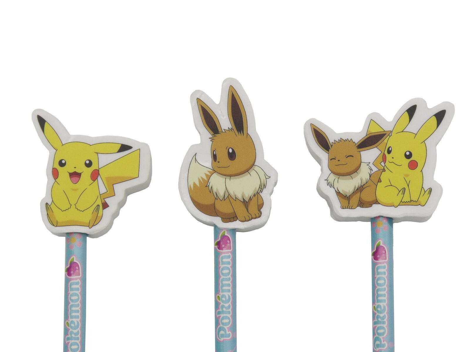 POKÉMON Bleistift Set 3 teilig mit dekorativem Radiergummi Schulzubehör, (3-tlg)