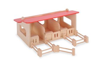 LeNoSa Spielwelt Pferdestall aus Holz mit aufklappbaren Dach & aufschiebbaren Boxentüren • Made in Germany • Bätz Holzspielwaren