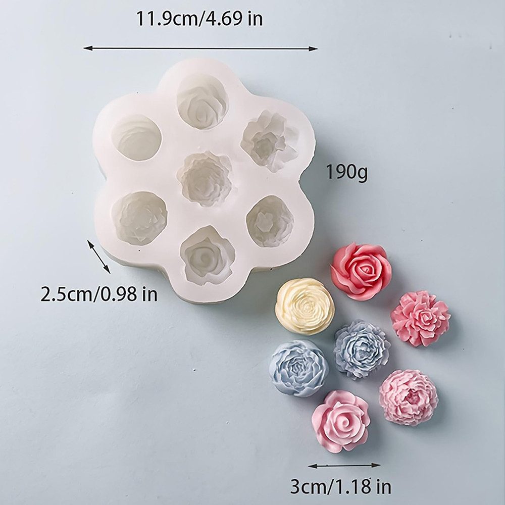 Agger Silikonform Blumen, Kerzengießformen Silikon Rosen,Blumen Formen,7-fach, 3D Kerzen Silikonformen Gießformen,DIY-Dekoration,Aromatherapie