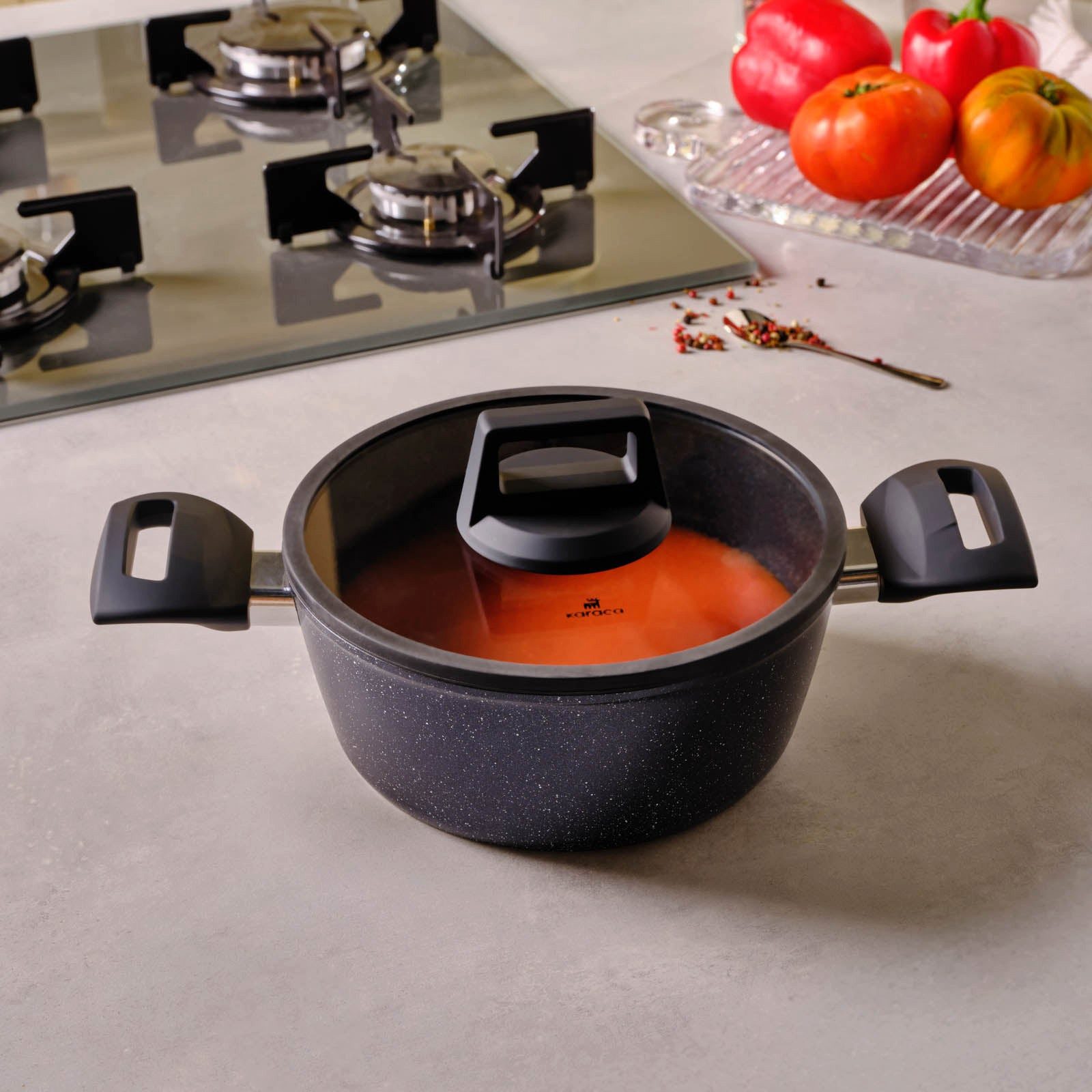 Karaca Kochtopf Karaca Aqua Granit Kochtopf Bratentopf 20 cm