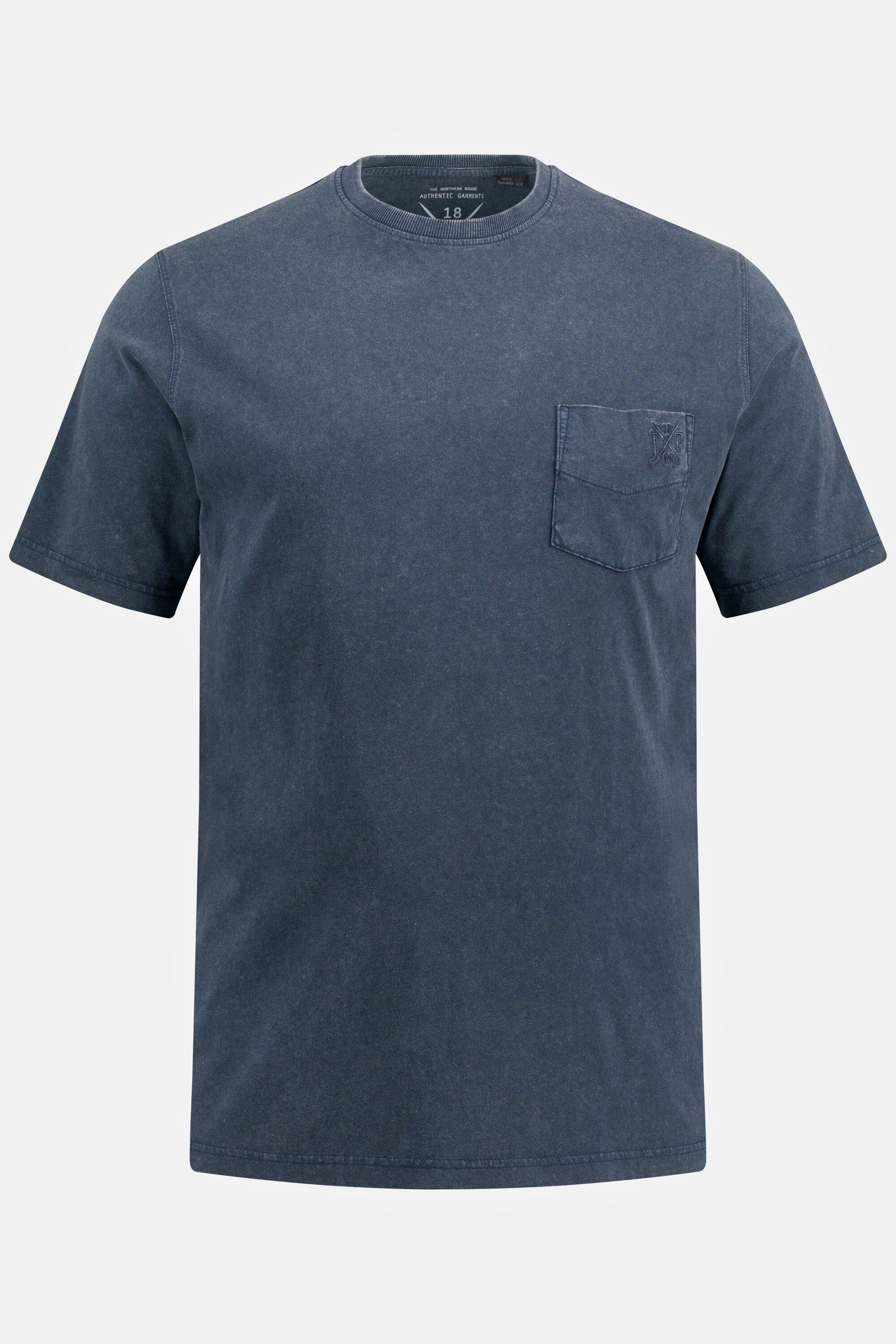 Brusttasche Rundhals T-Shirt Halbarm mattes T-Shirt JP1880 nachtblau