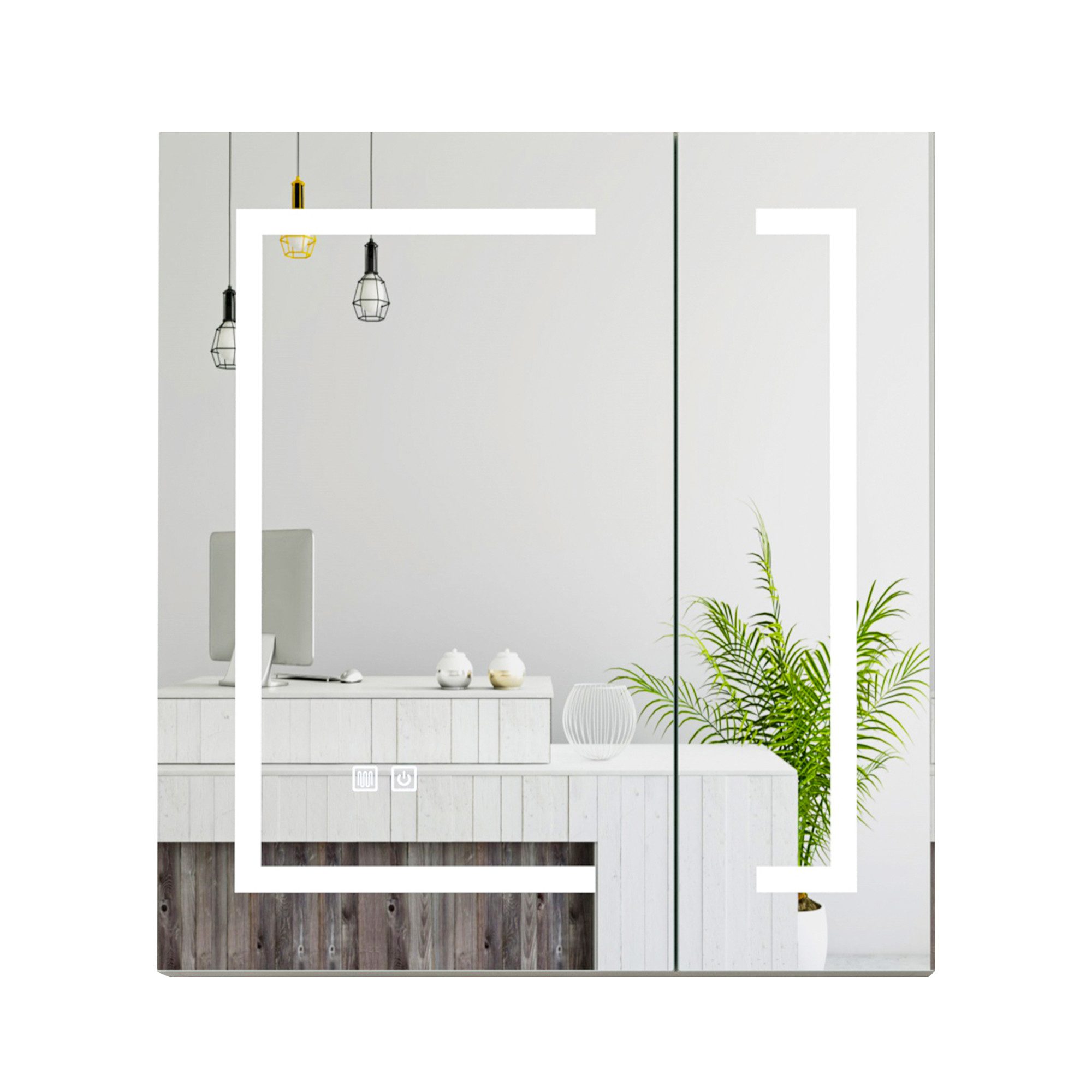 radelldar Spiegelschrank LED Badspiegelschrank mit Stauraum, Hängender Medizinschrank (1-St) mit 3 Lichtfarben & Speicherfunktion, 80 x 65 cm