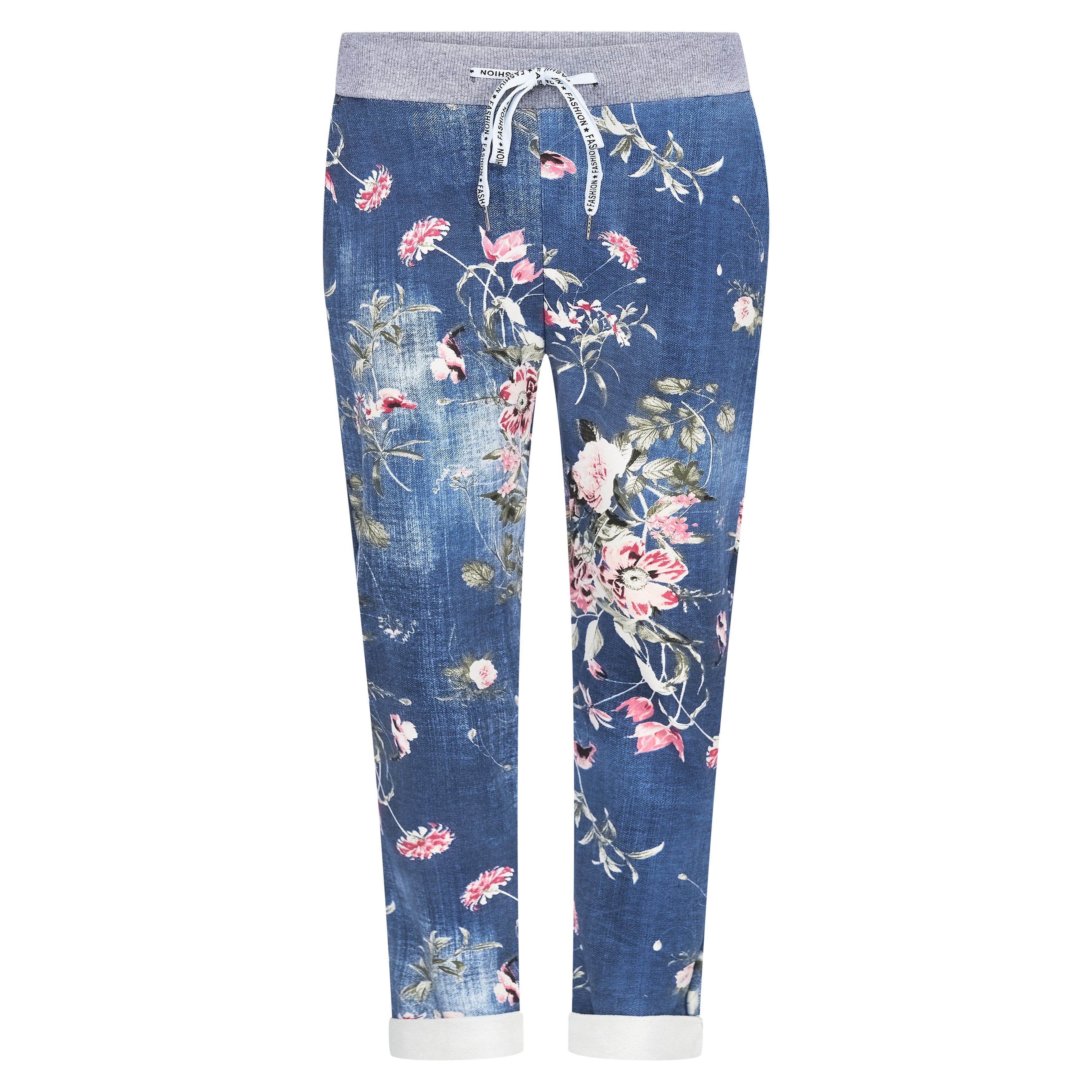 Chinohose Damen Hose Blumen Jogginghose Baumwolle gemustert M. 287