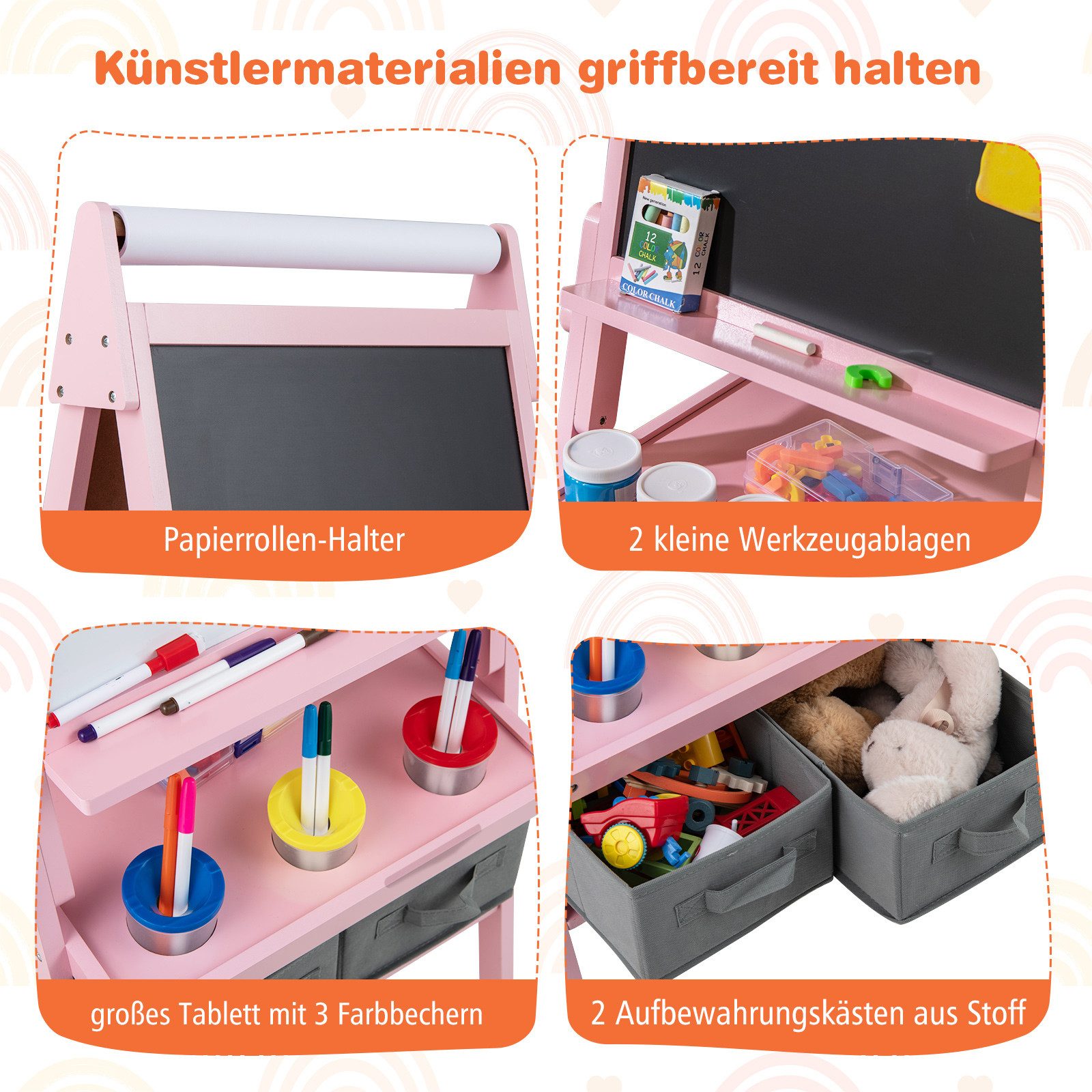 COSTWAY Standtafel, 3 in 1 Kinder magnetisch Kreidetafel doppelseitig günstig online kaufen