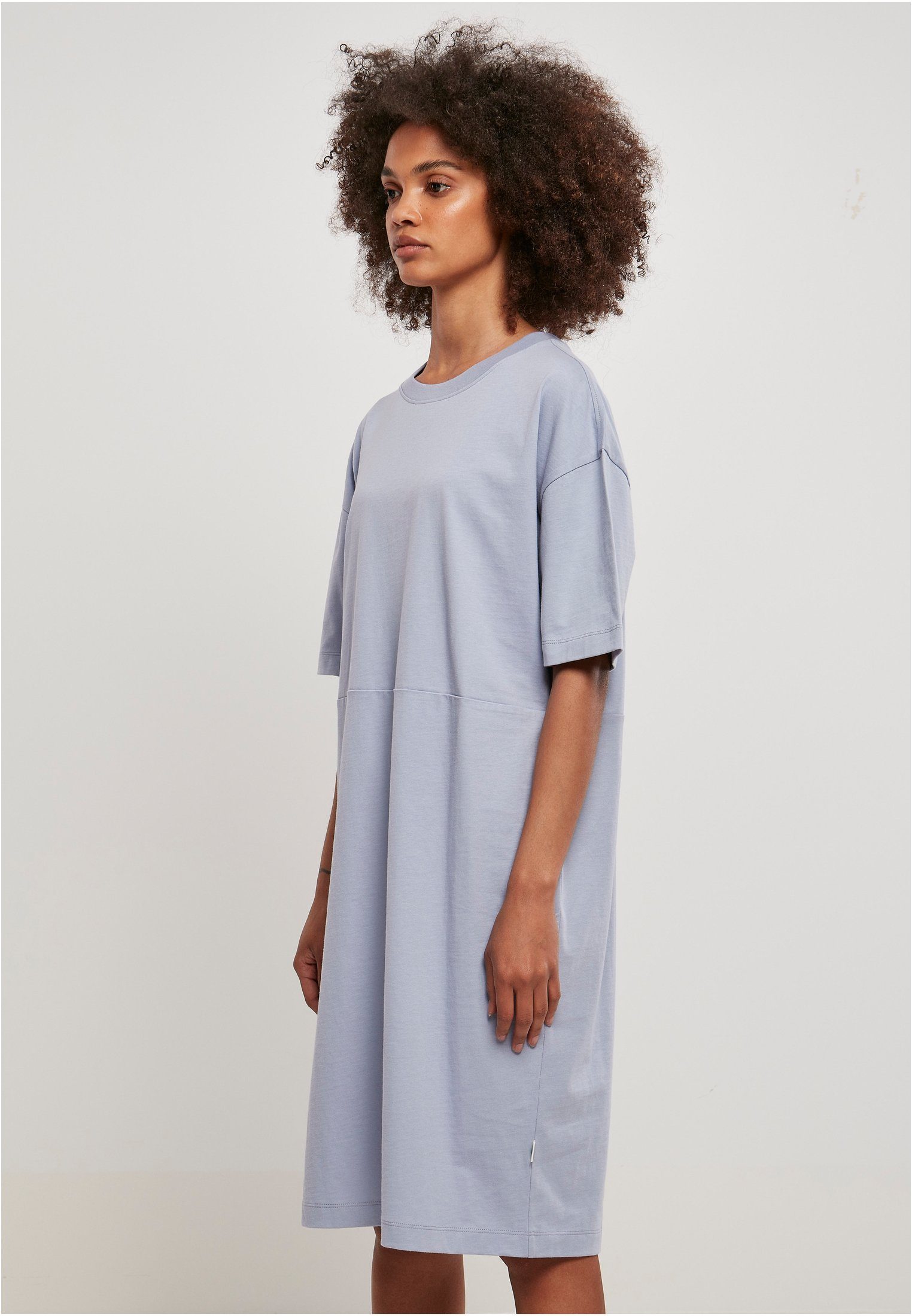 Ladies Dress Damen Organic violablue Jerseykleid (1-tlg) URBAN CLASSICS Tee Oversized Slit