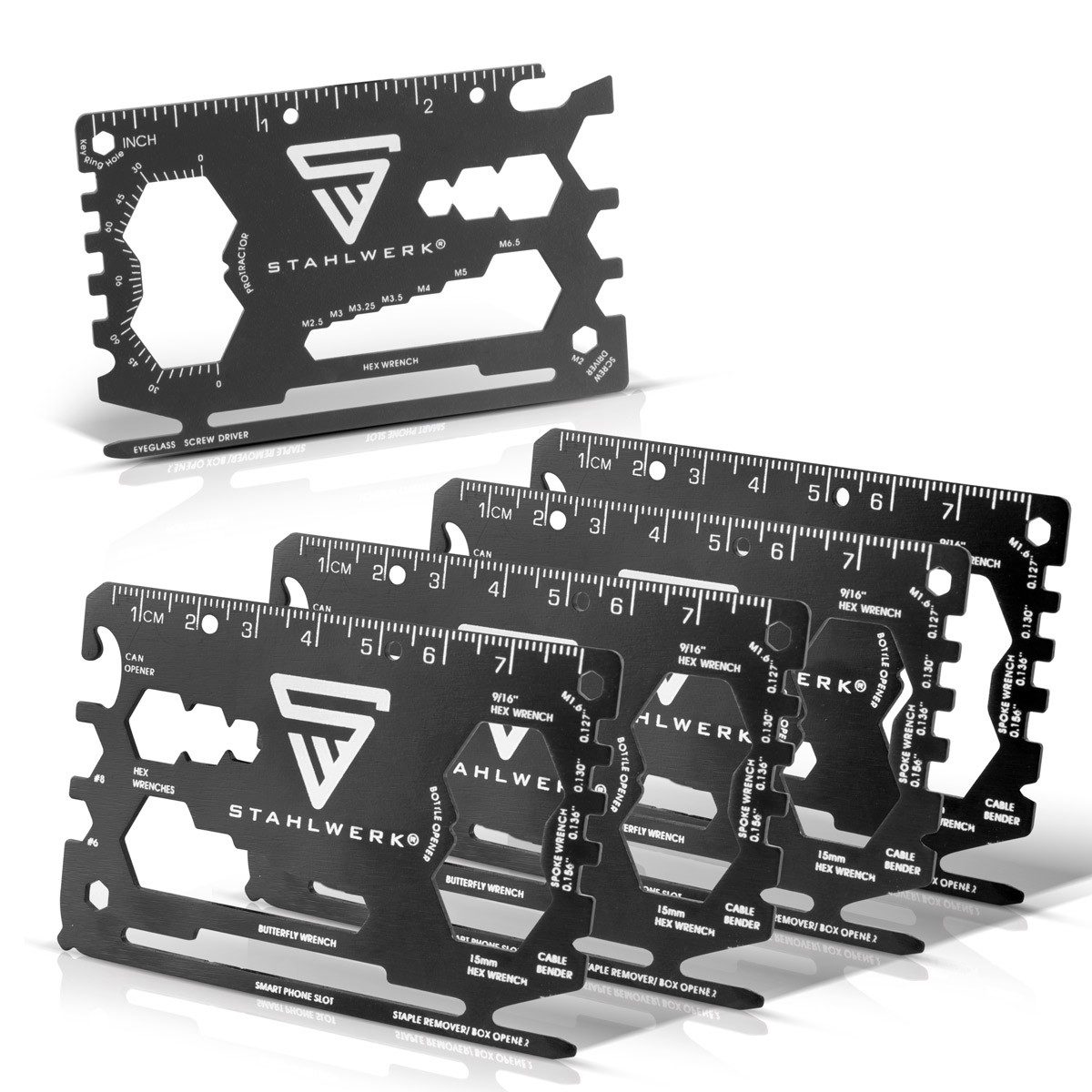 STAHLWERK Werkzeugset Toolcard Multitool 18 in 1 Multifunktionswerkzeug, (Packung), aus hochwertigem Stahl in Kartengröße 3er Set Schraubenzieher