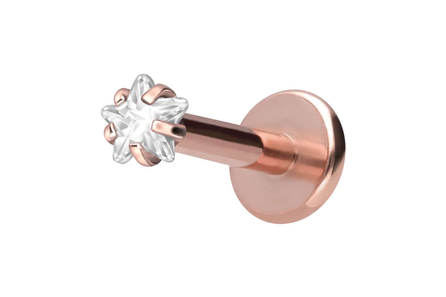 PIERCINGLINE Piercing-Set Titan Labret mit Innengewinde EINGEFASSTER KRISTALLSTERN (Labrets, 1-tlg)