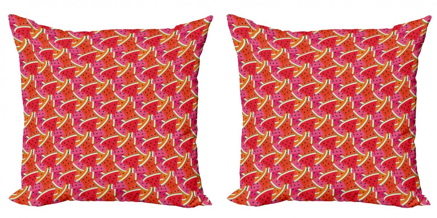 Kissenbezüge Modern Accent Doppelseitiger Digitaldruck, Abakuhaus (2 Stück), Obst Cartoon Wassermelone-Scheiben