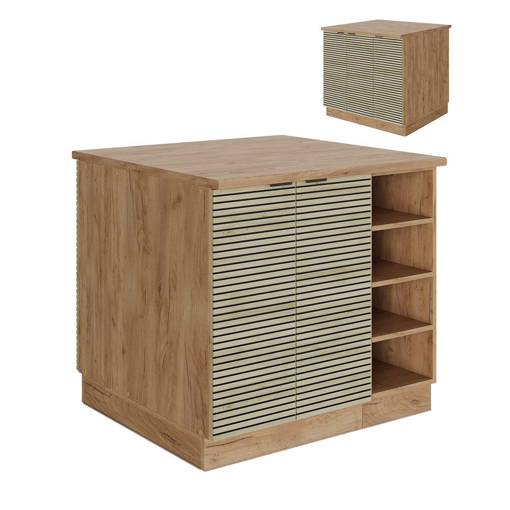 Vicco Unterschrank Fame-Line, Eiche Paneel/Goldkraft Eiche, günstig online kaufen
