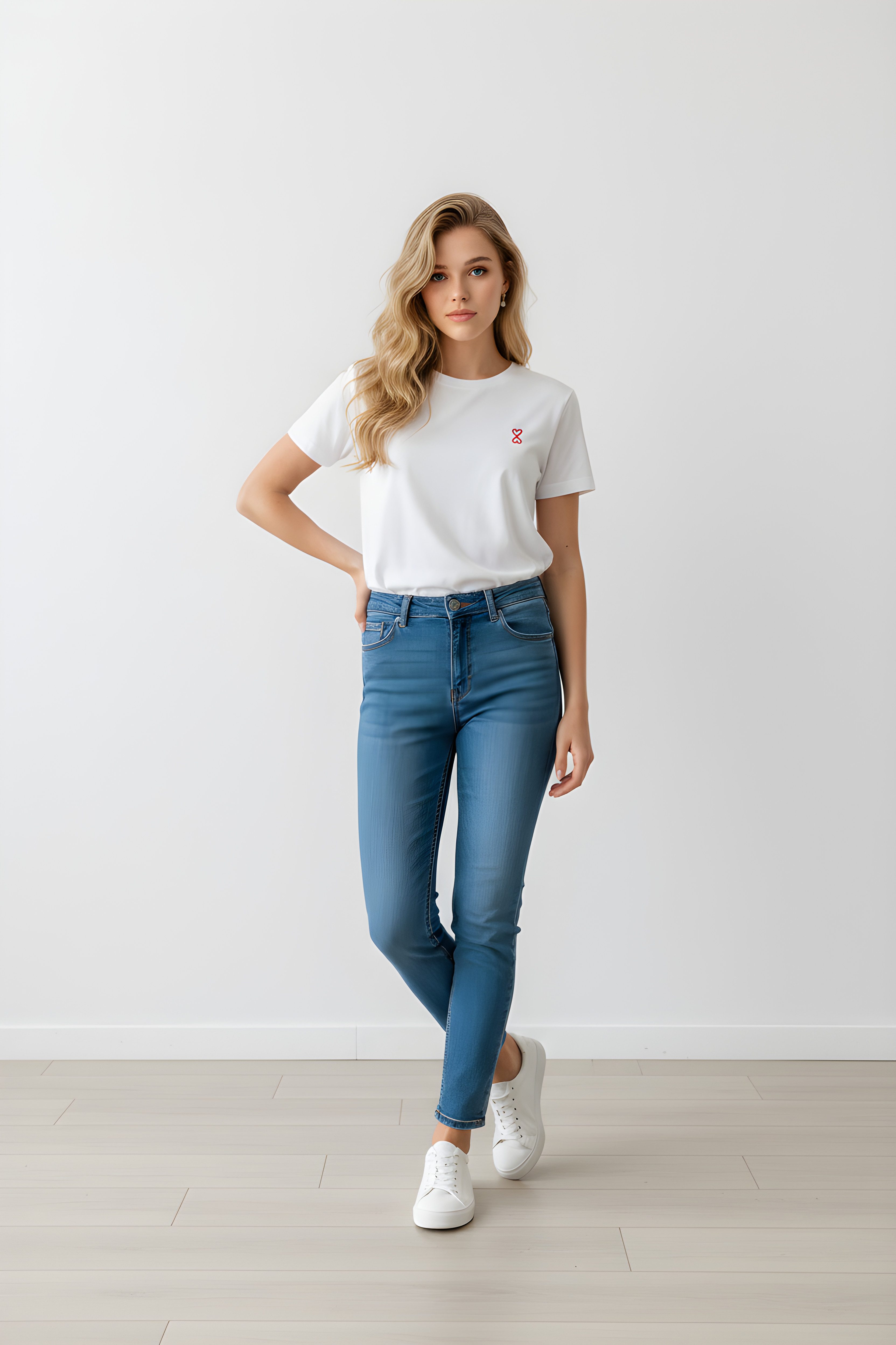 Zuckerwatte T-Shirt aus feinster Baumwolle mit dezenter Stickerei