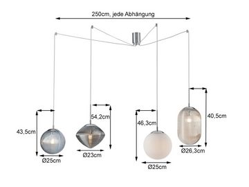 meineWunschleuchte LED Pendelleuchte, Dimmfunktion, LED wechselbar, Warmweiß, Affenschaukel 4x Glas Lampen-schirm für über-n Esstisch & Treppenhaus