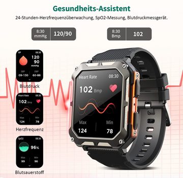 Bothergu Smartwatch (1.83 Zoll), Fitnessuhr Tracker mit Blutsauerstoff/Sportuhr