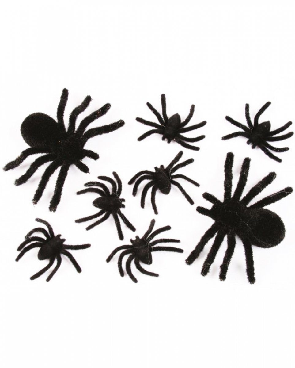 Dekoobjekt 8 Haarige Halloween Spinnen schwarz