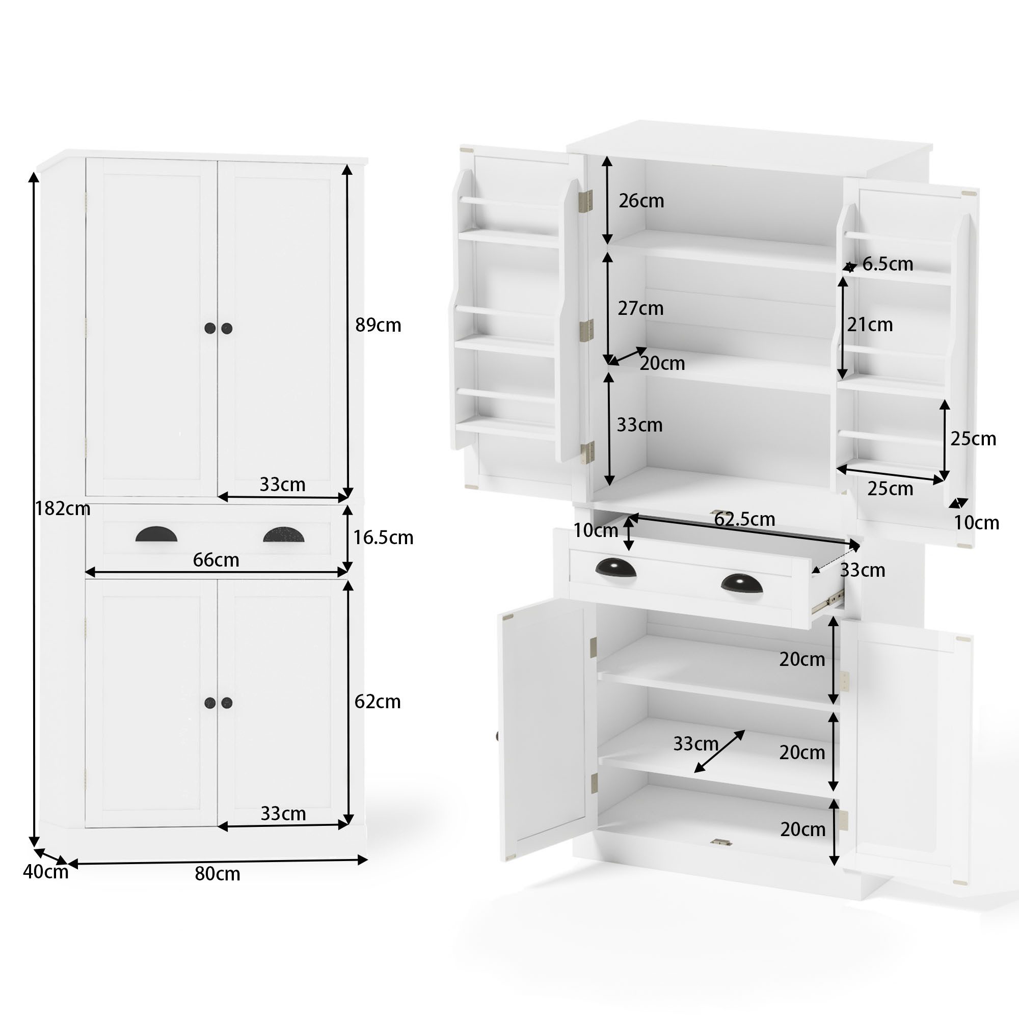 HAUSS SPOLE Hochschrank 182cm Highboard Küchenschrank Beistellschrank mit v günstig online kaufen