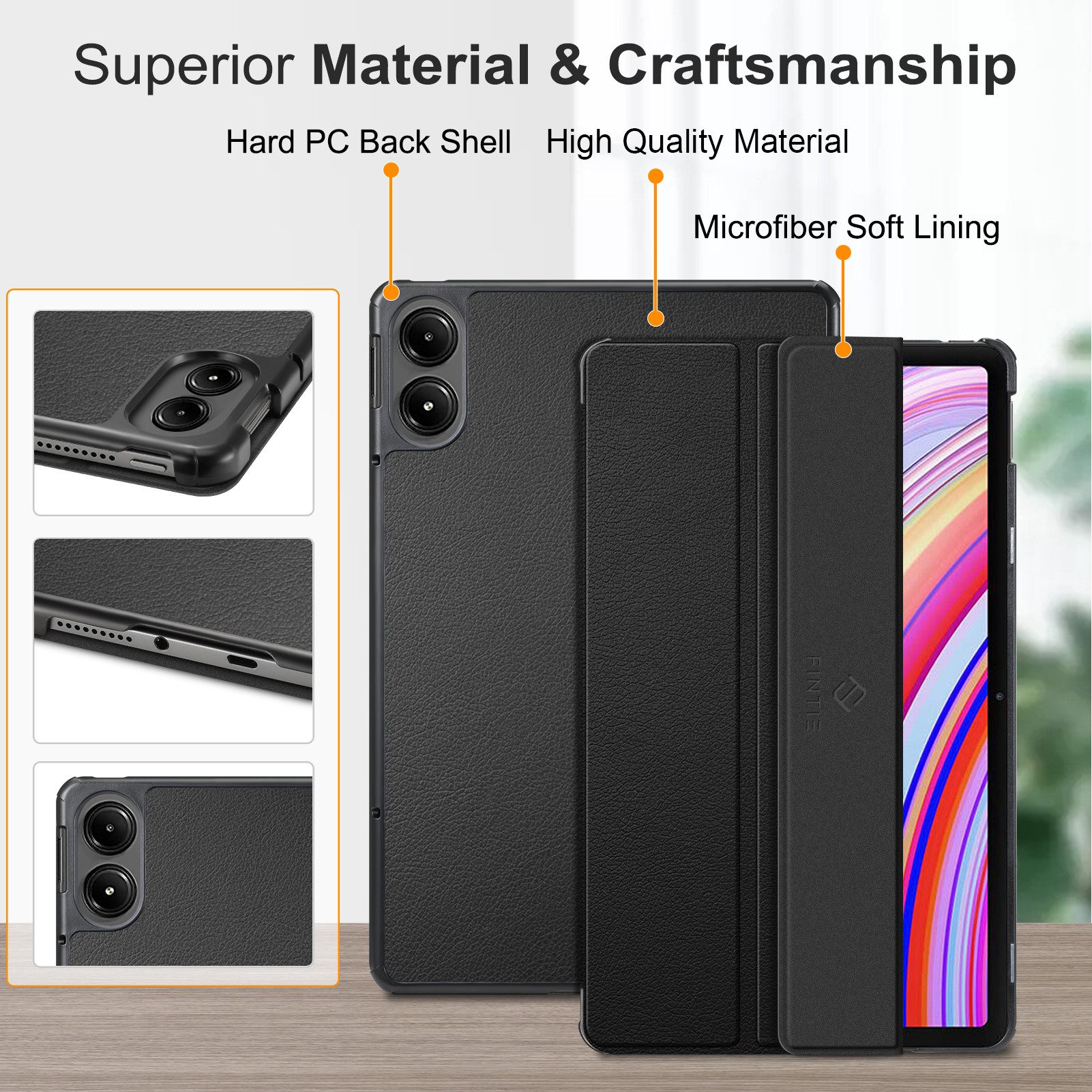 Fintie Tablet-Hülle für Xiaomi Redmi Pad Pro 12.1 Zoll 2024 - Ultra Schlank Leicht Cover, Kunstleder Schutzhülle mit Auto Schlaf/Wach Funktion