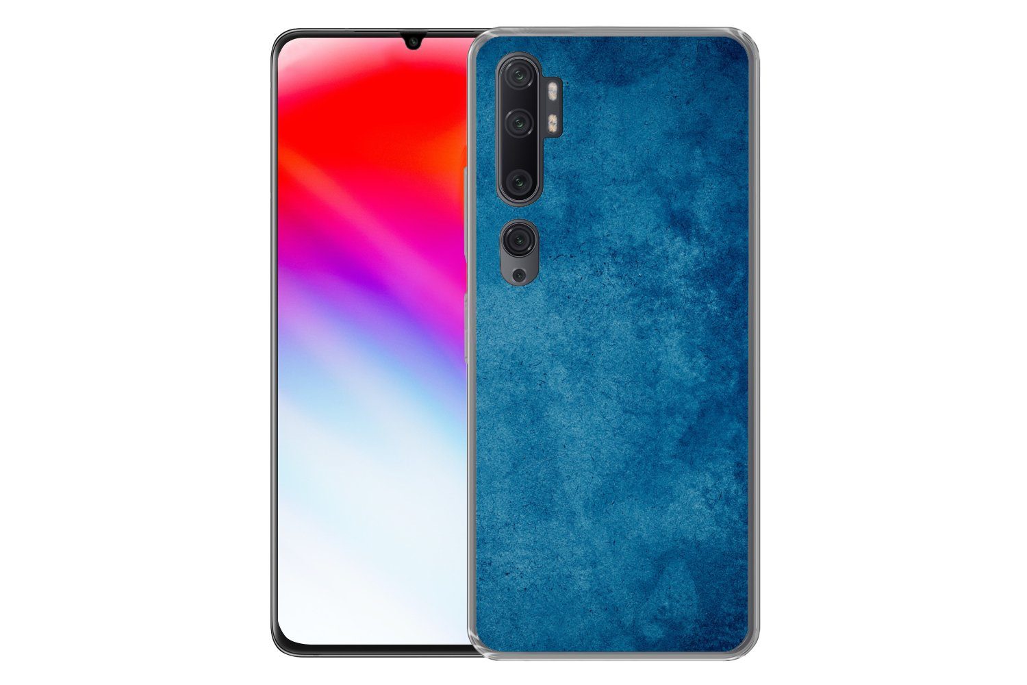 MuchoWow Handyhülle für Xiaomi Mi Note 10 Beton - Blau - Vintage - Strukturiert - Industri