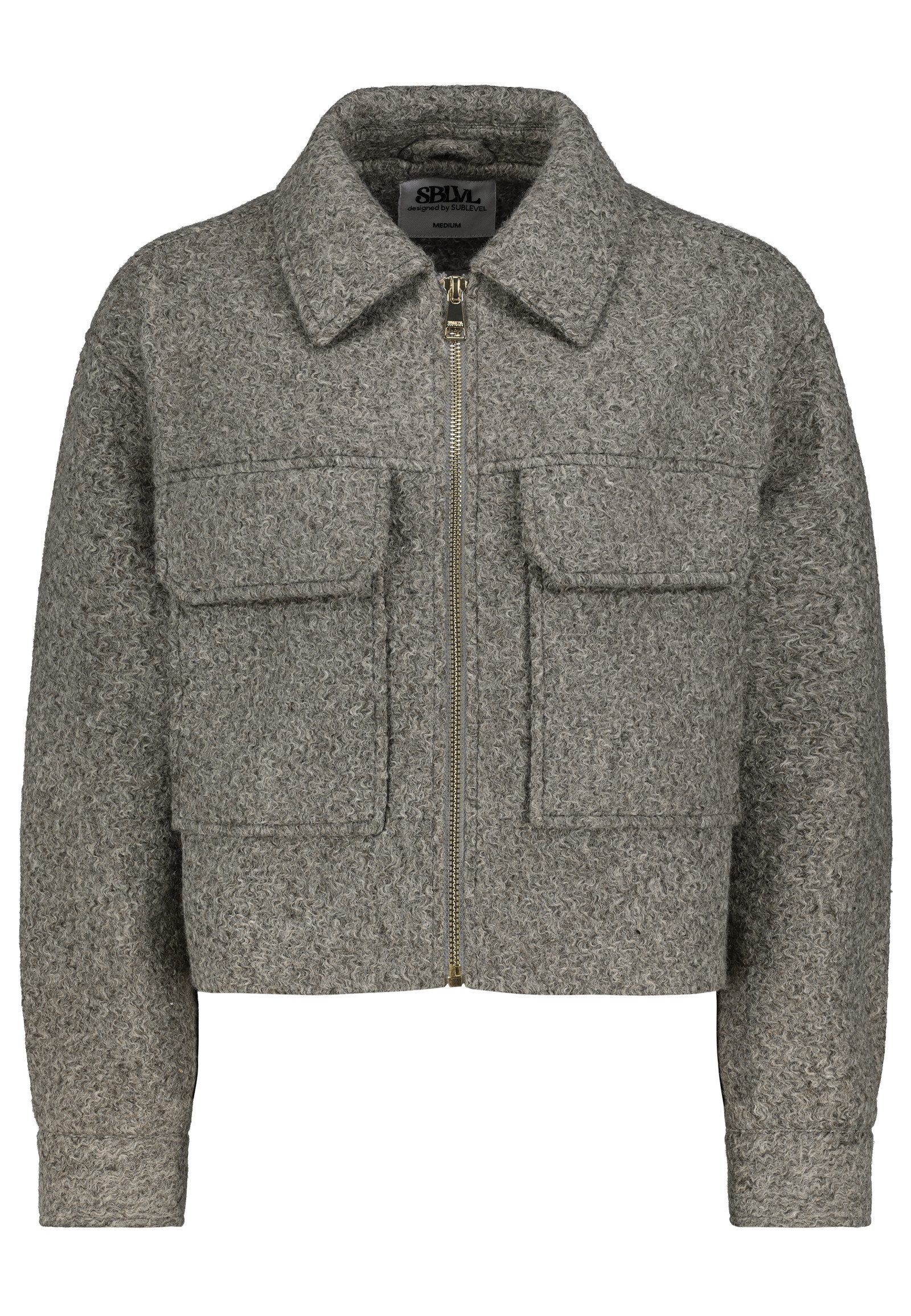 SUBLEVEL Hemdjacke Damen Kurzjacke Hemdjacke Umlegekragen, überschnittene S günstig online kaufen